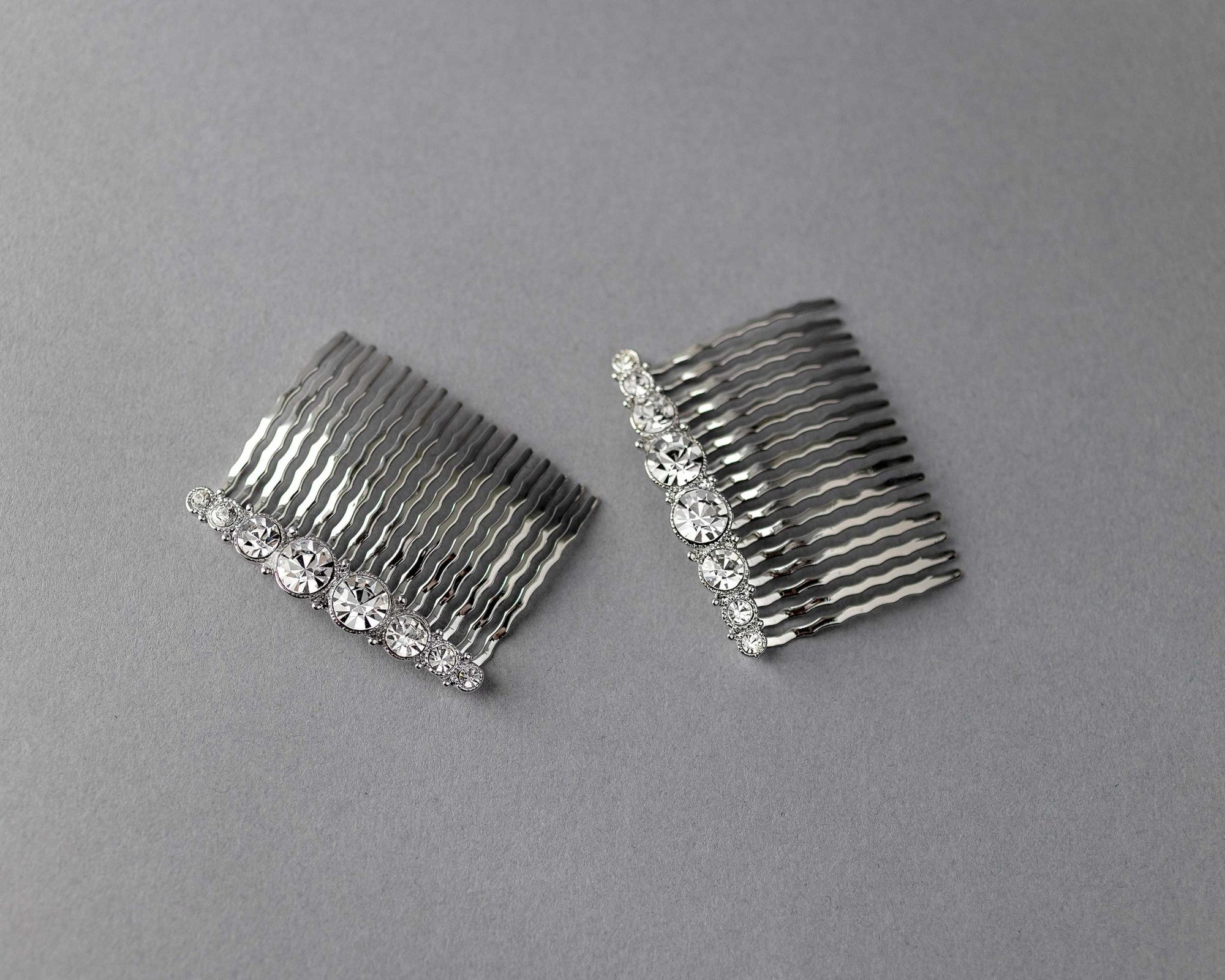 Simple Crystal Bridal Comb Set - Hair Comb - Cassandra Lynne