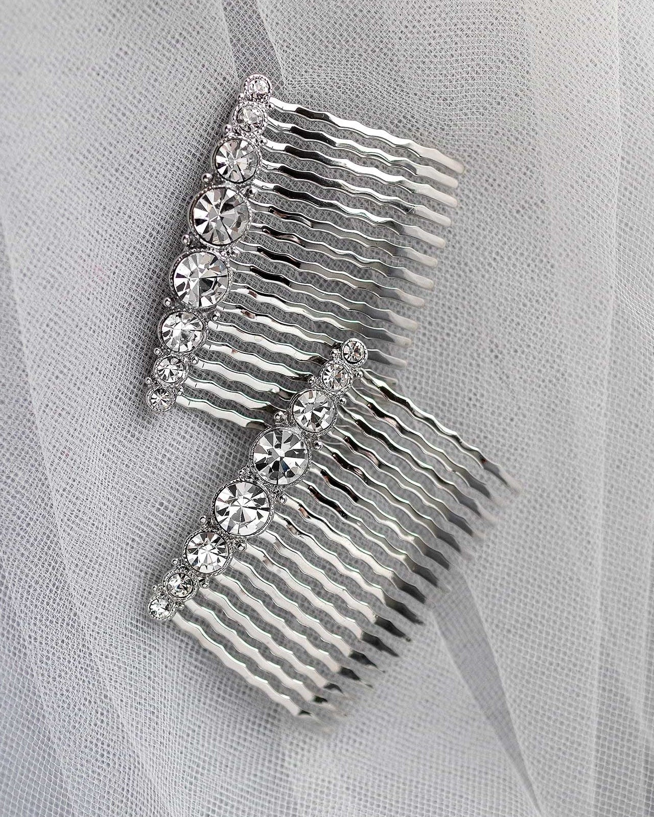 Simple Crystal Bridal Comb Set - Hair Comb - Cassandra Lynne
