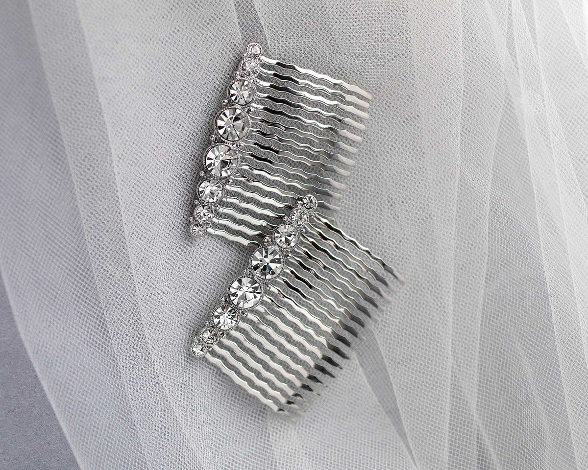 Simple Crystal Bridal Comb Set - Hair Comb - Cassandra Lynne