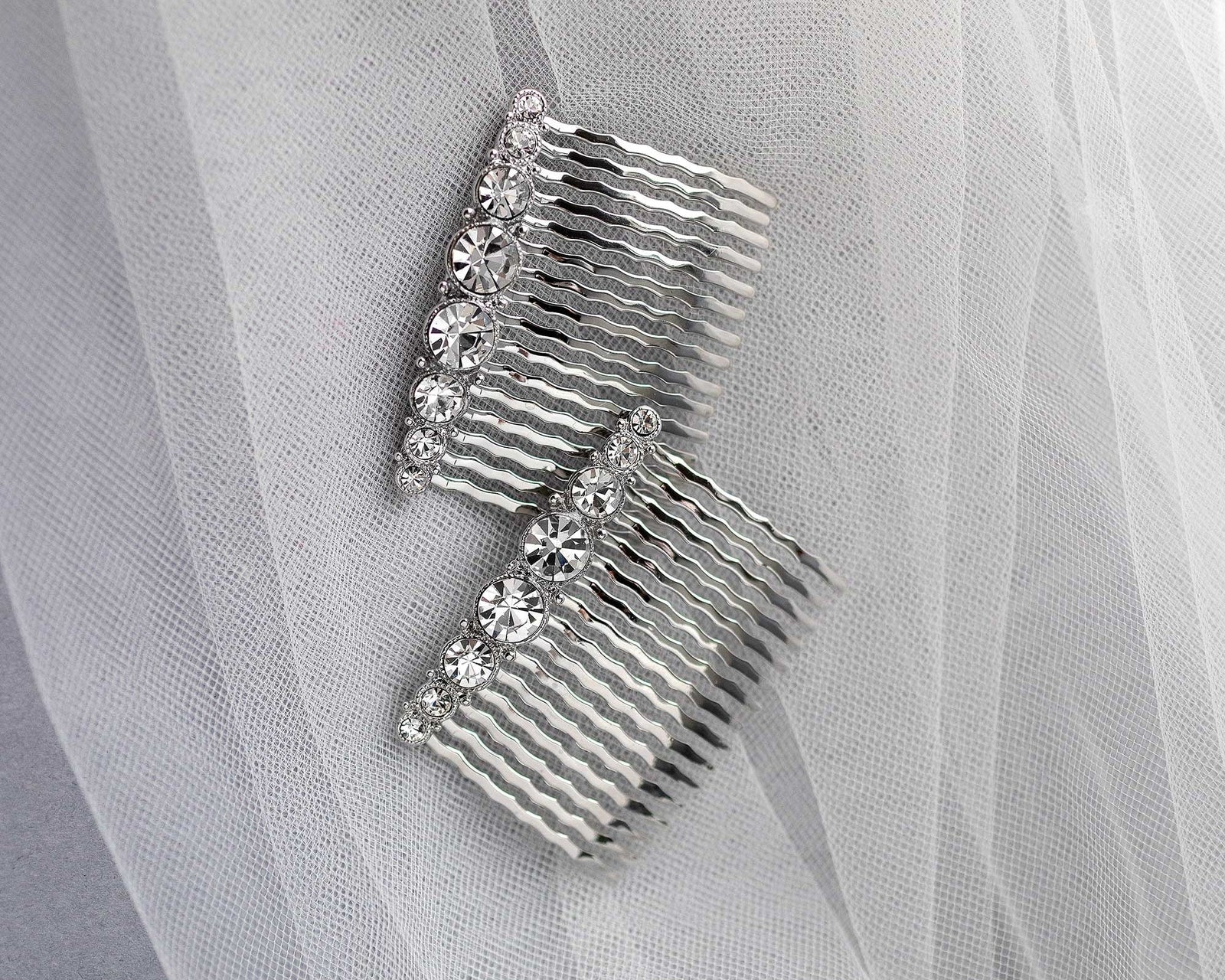 Simple Crystal Bridal Comb Set - Hair Comb - Cassandra Lynne