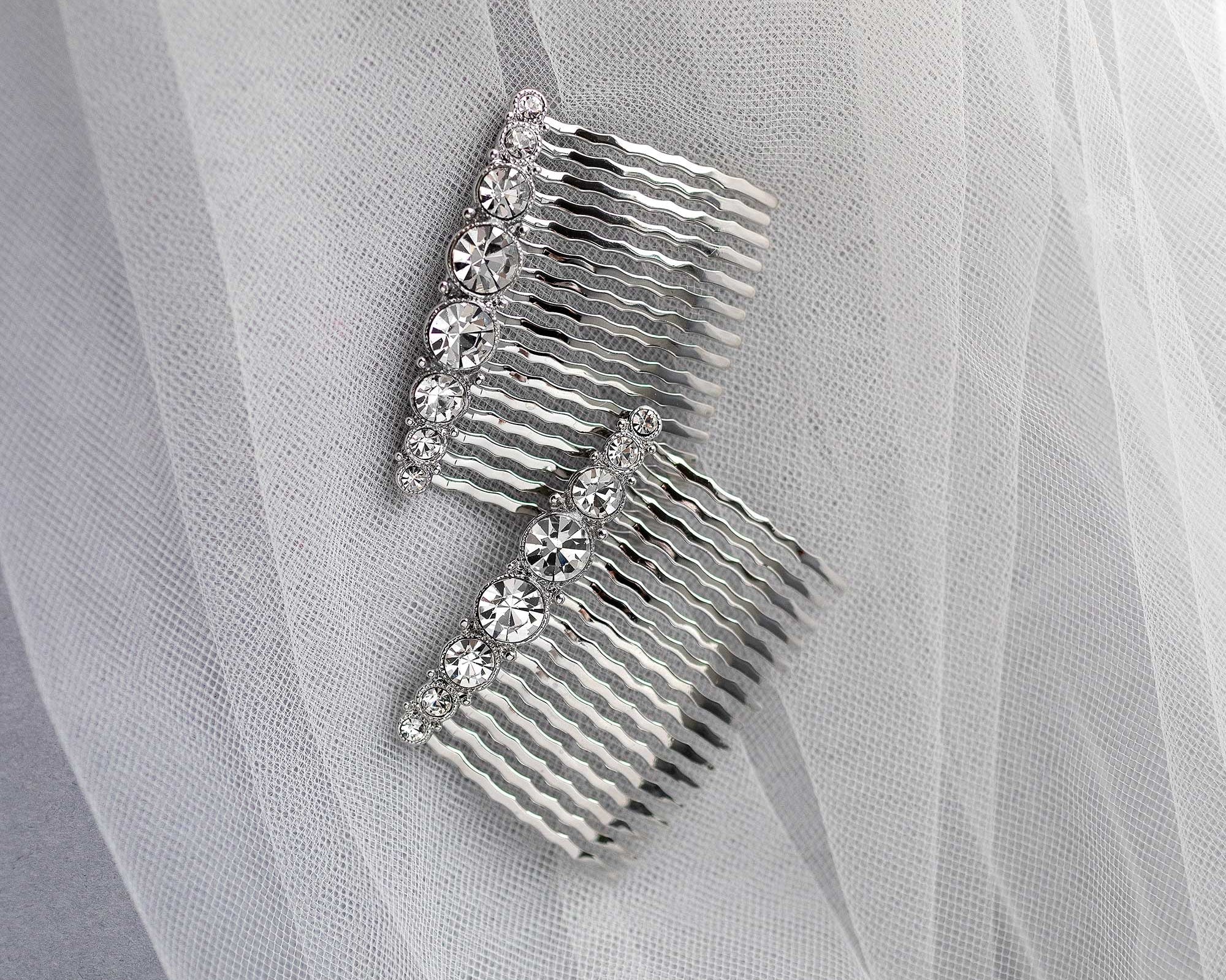 Simple Crystal Bridal Comb Set - Hair Comb - Cassandra Lynne