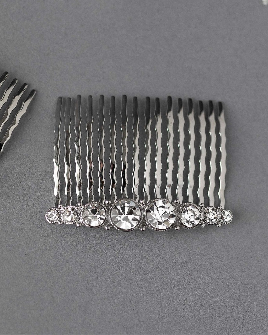 Simple Crystal Bridal Comb Set - Hair Comb - Cassandra Lynne