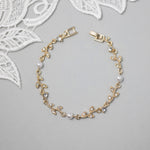 Simple Crystal Vine Necklace, Earrings, and Bracelet with Pearls - Necklace Set - Cassandra Lynne