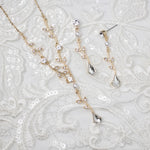 Simple Crystal Vine Necklace, Earrings, and Bracelet with Pearls - Necklace Set - Cassandra Lynne