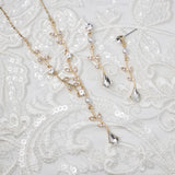 Simple Crystal Vine Necklace, Earrings, and Bracelet with Pearls - Necklace Set - Cassandra Lynne
