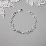 Simple Crystal Vine Necklace, Earrings, and Bracelet with Pearls - Necklace Set - Cassandra Lynne