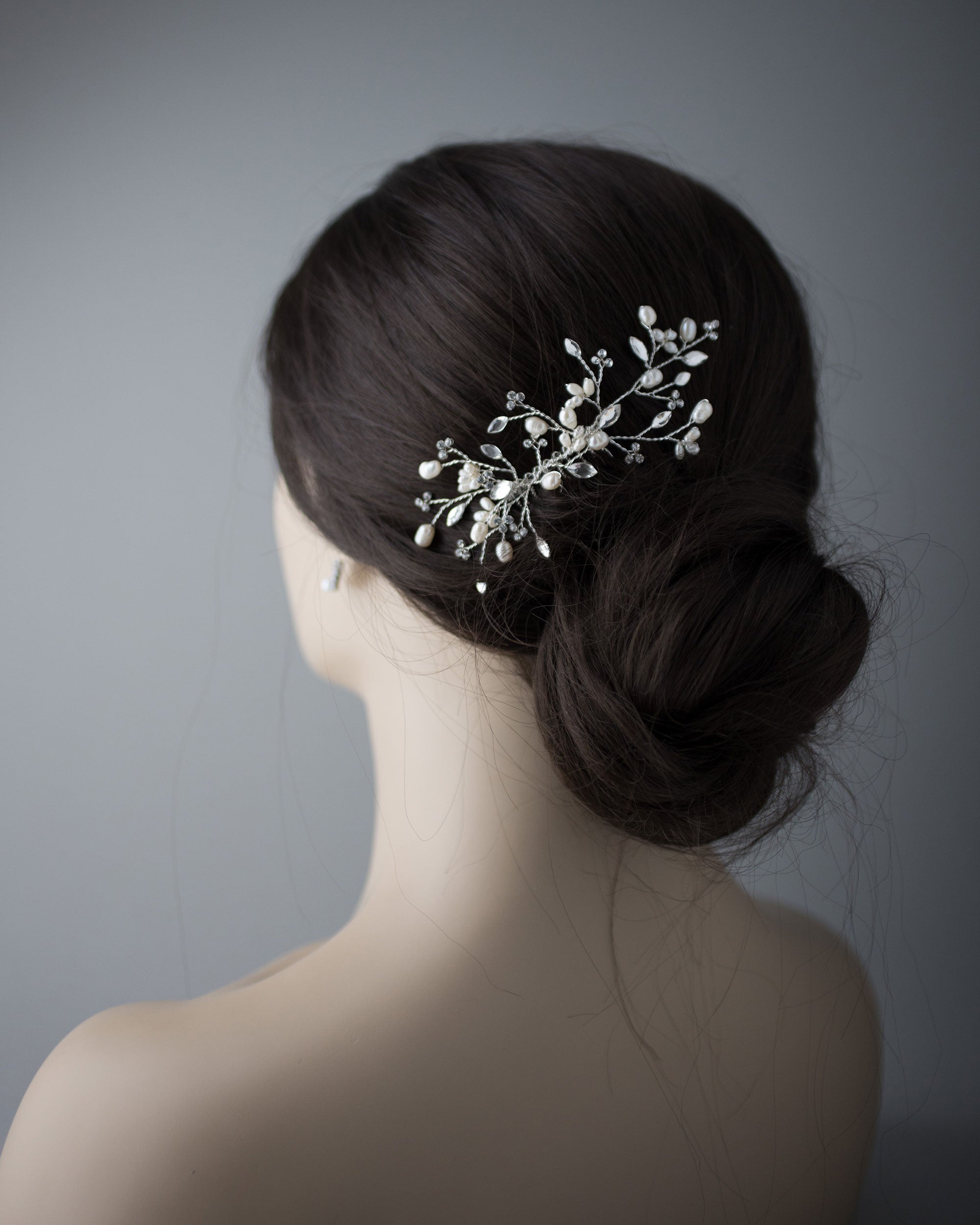 Pearl Bridal Hair Comb in Silver