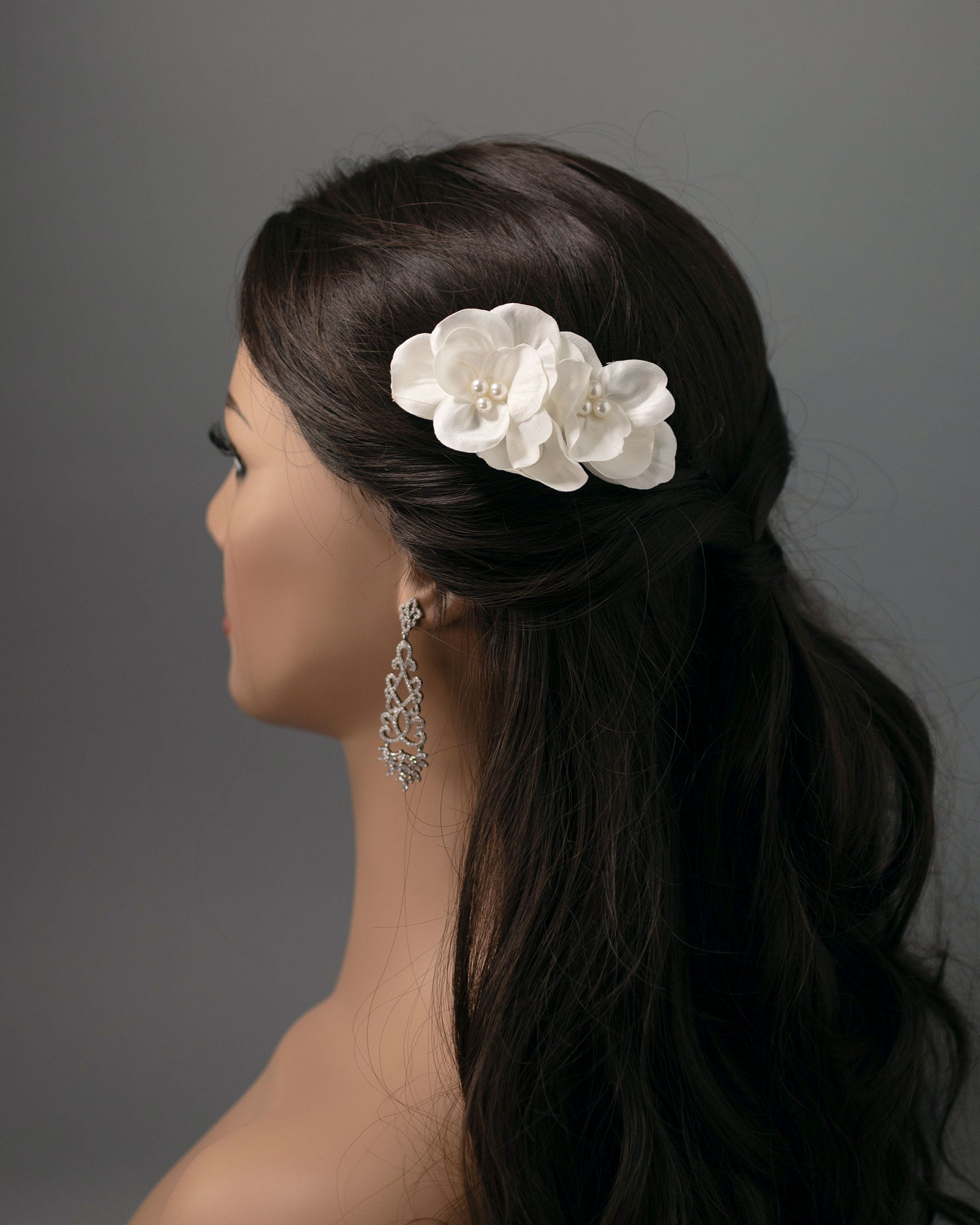 Ivory Bridal Hair Flower with Pearls - Cassandra Lynne