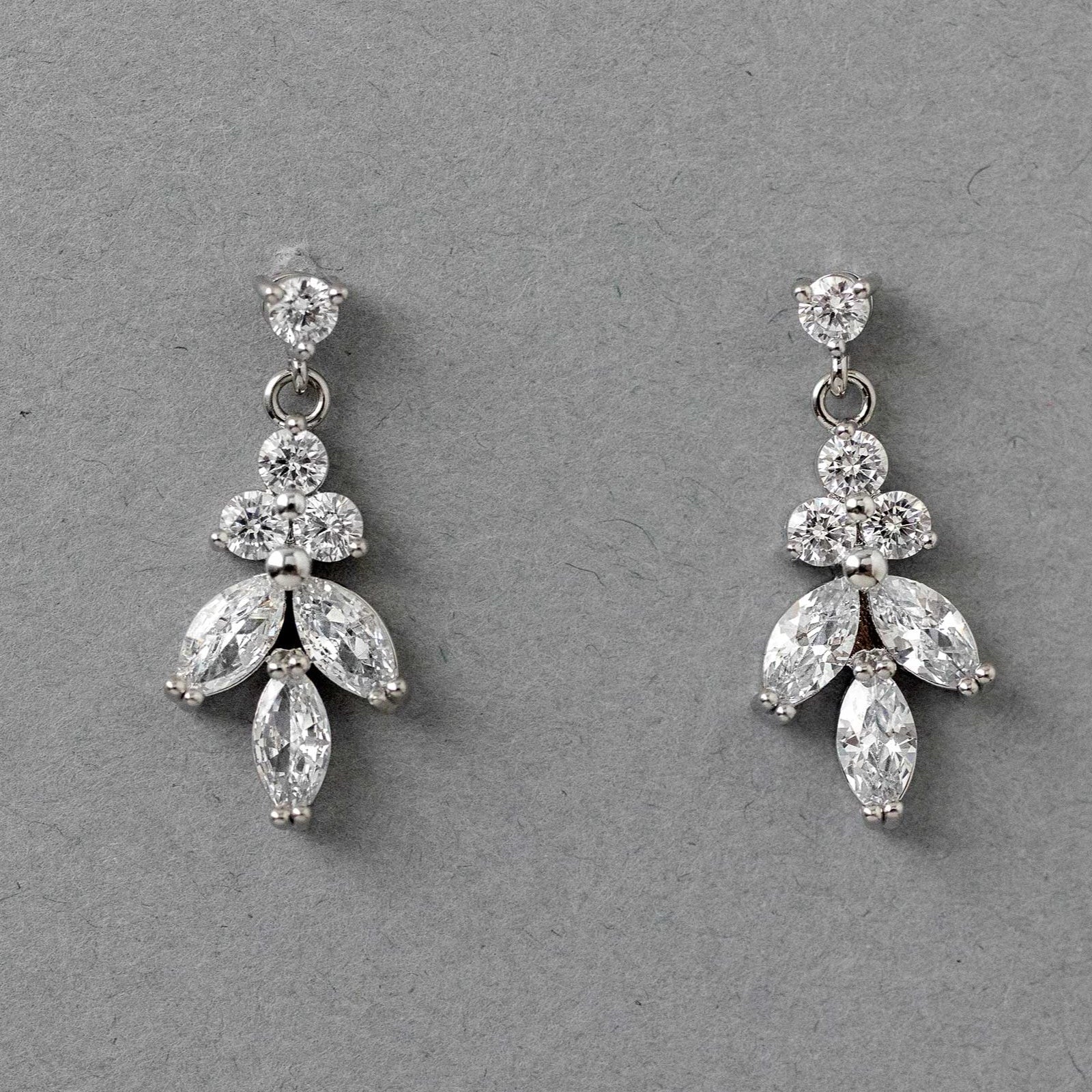 Simple Leaf Drop CZ Earrings - Earrings - Cassandra Lynne