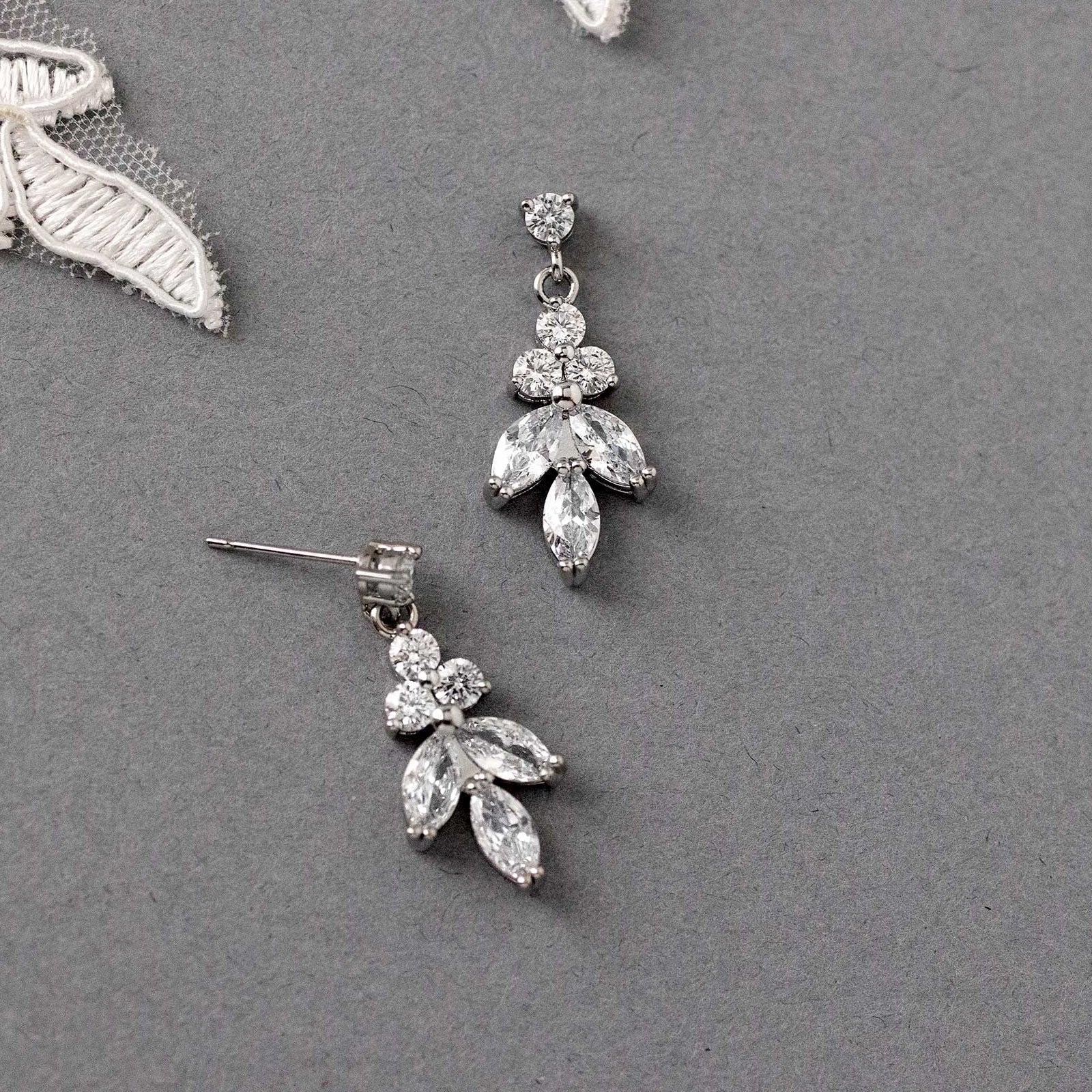 Simple Leaf Drop CZ Earrings - Earrings - Cassandra Lynne