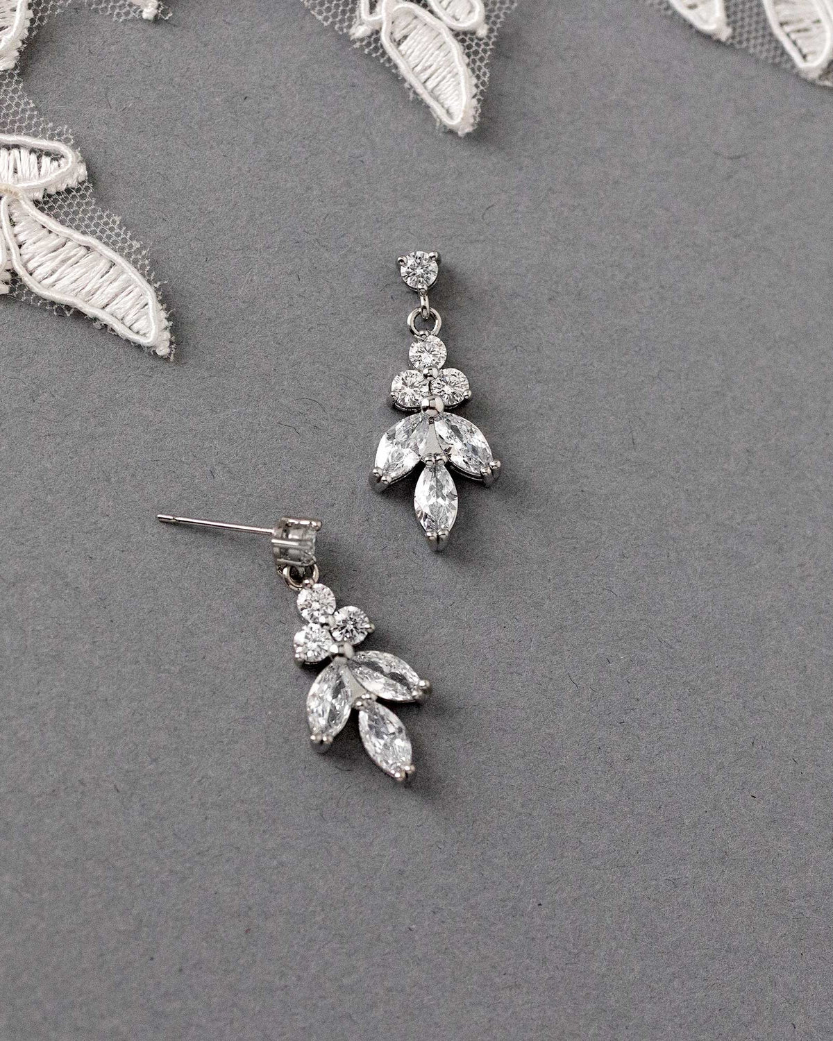 Simple Leaf Drop CZ Earrings - Earrings - Cassandra Lynne
