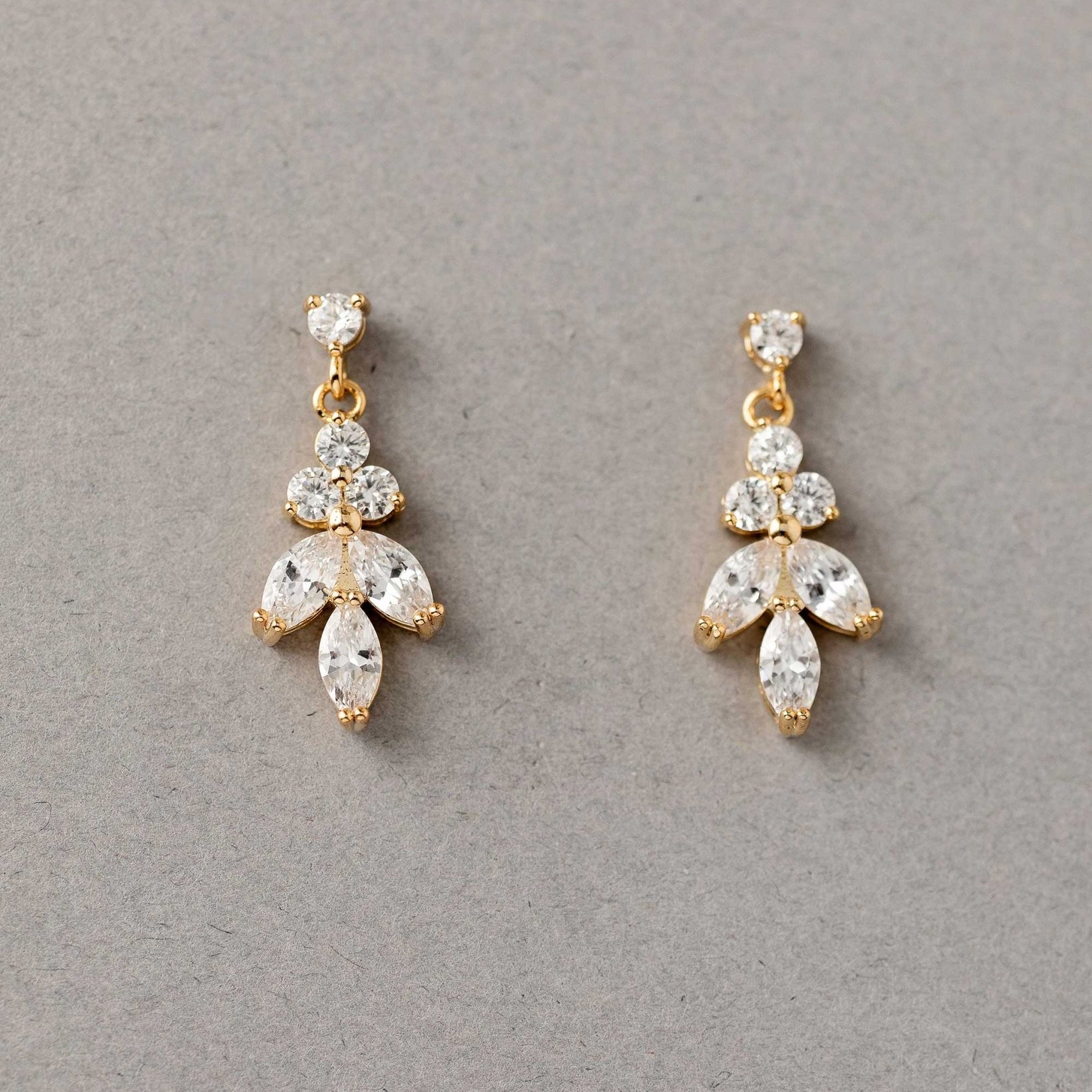 Simple Leaf Drop CZ Earrings - Earrings - Cassandra Lynne