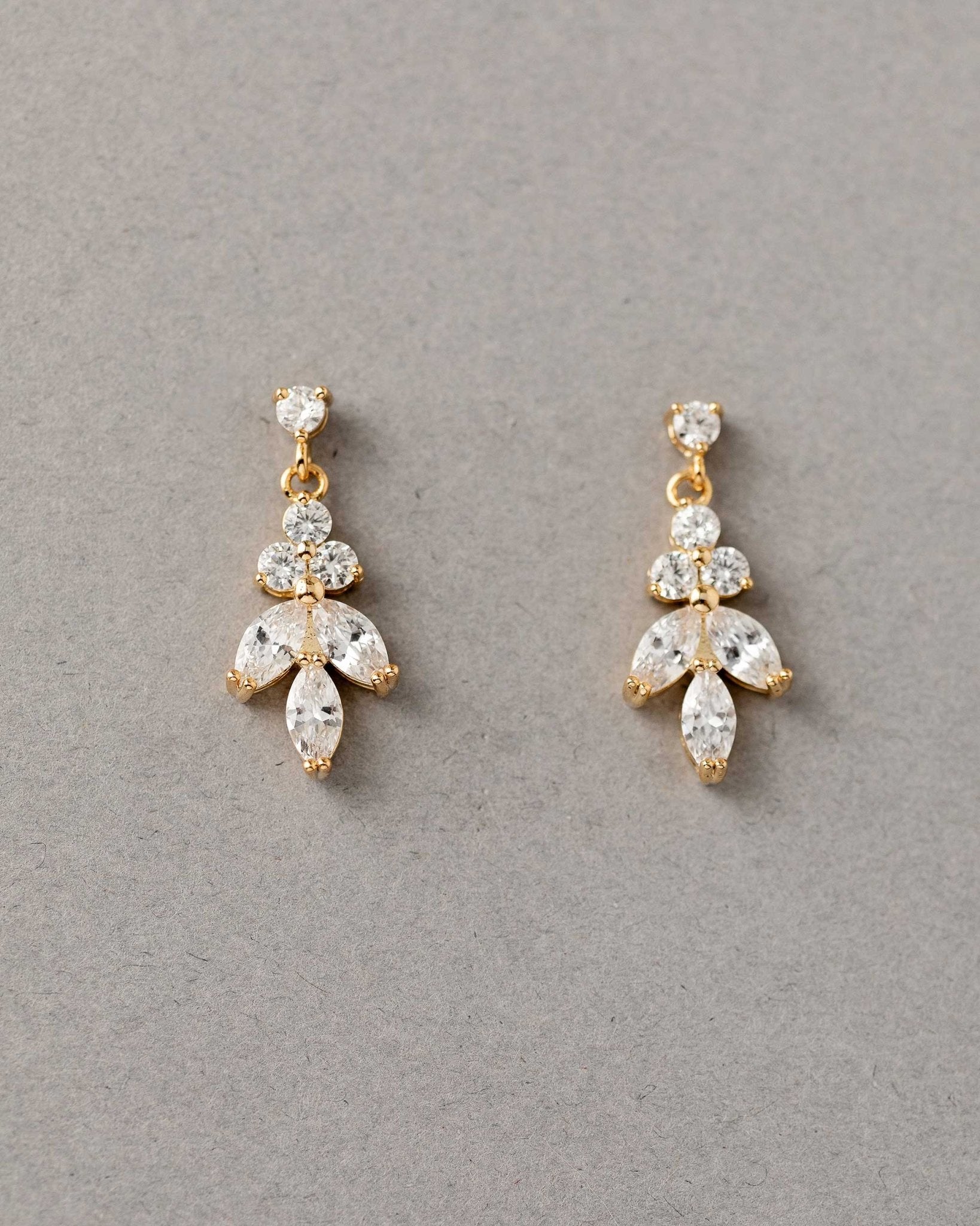 Simple Leaf Drop CZ Earrings - Earrings - Cassandra Lynne