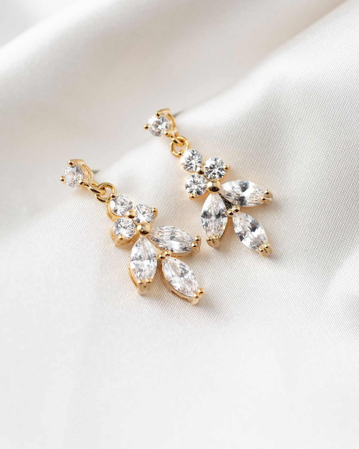 Simple Leaf Drop CZ Earrings - Earrings - Cassandra Lynne