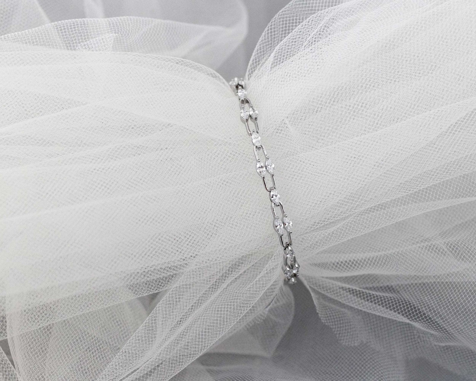 Bracelet of Linked Marquise CZ