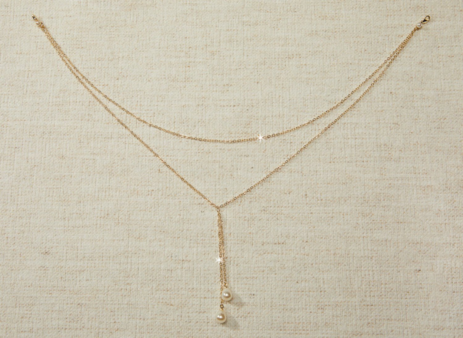 Simple Pearl Drops Dress Jewelry - Back Necklace - Cassandra Lynne