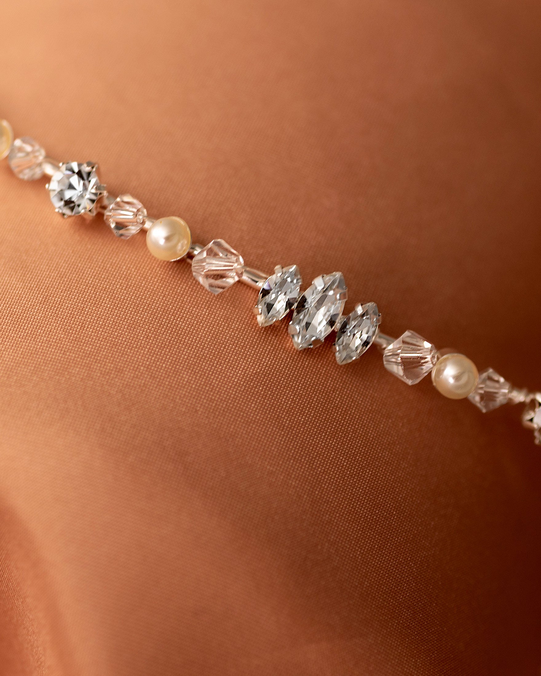 Dainty Bridal Headband of Pearls Crystal and Jewels - Cassandra Lynne