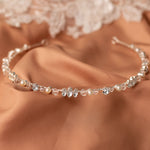 Dainty Bridal Headband of Pearls Crystal and Jewels - Cassandra Lynne