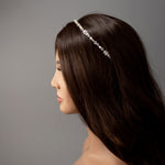 Dainty Bridal Headband of Pearls Crystal and Jewels - Cassandra Lynne