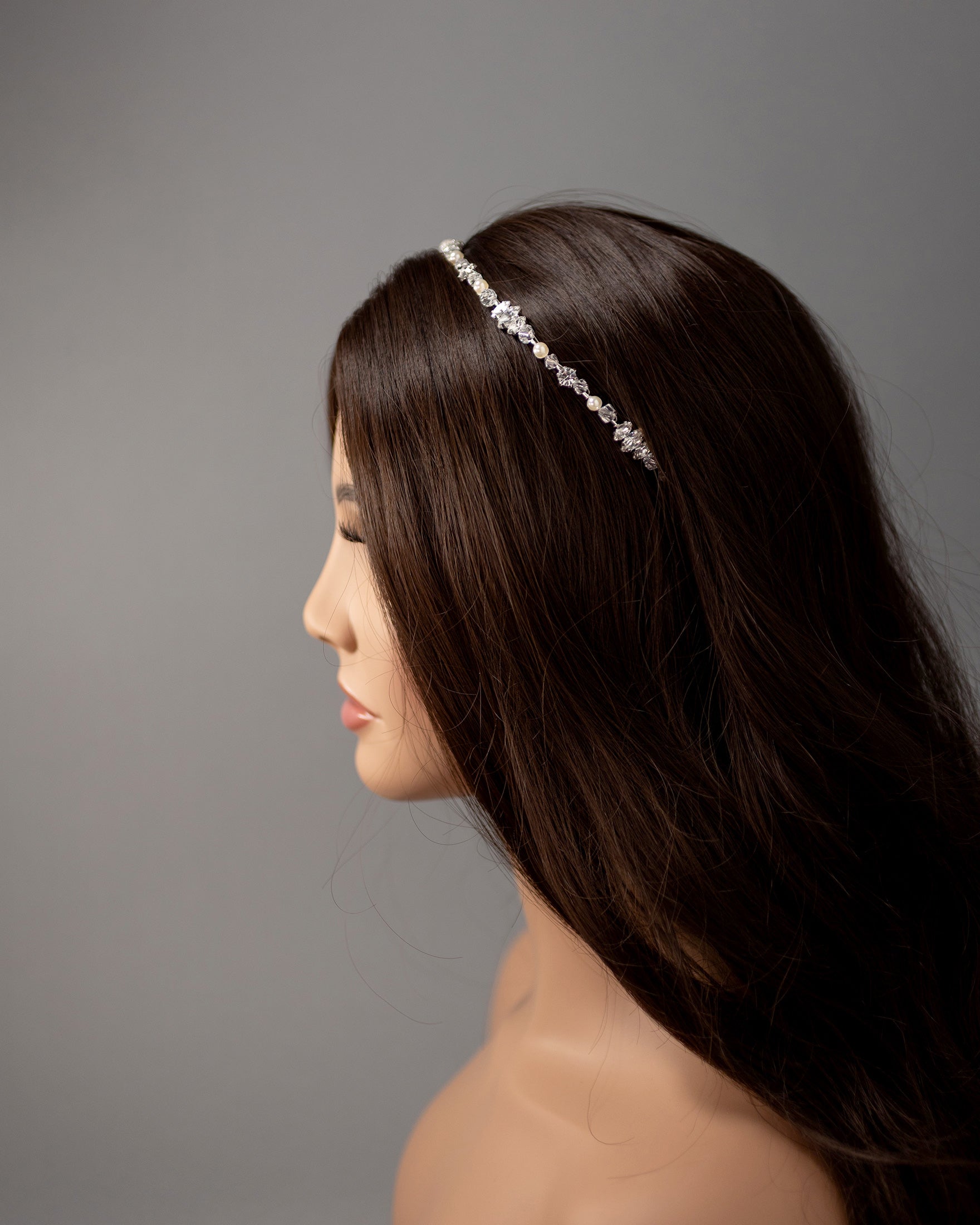 Dainty Bridal Headband of Pearls Crystal and Jewels - Cassandra Lynne