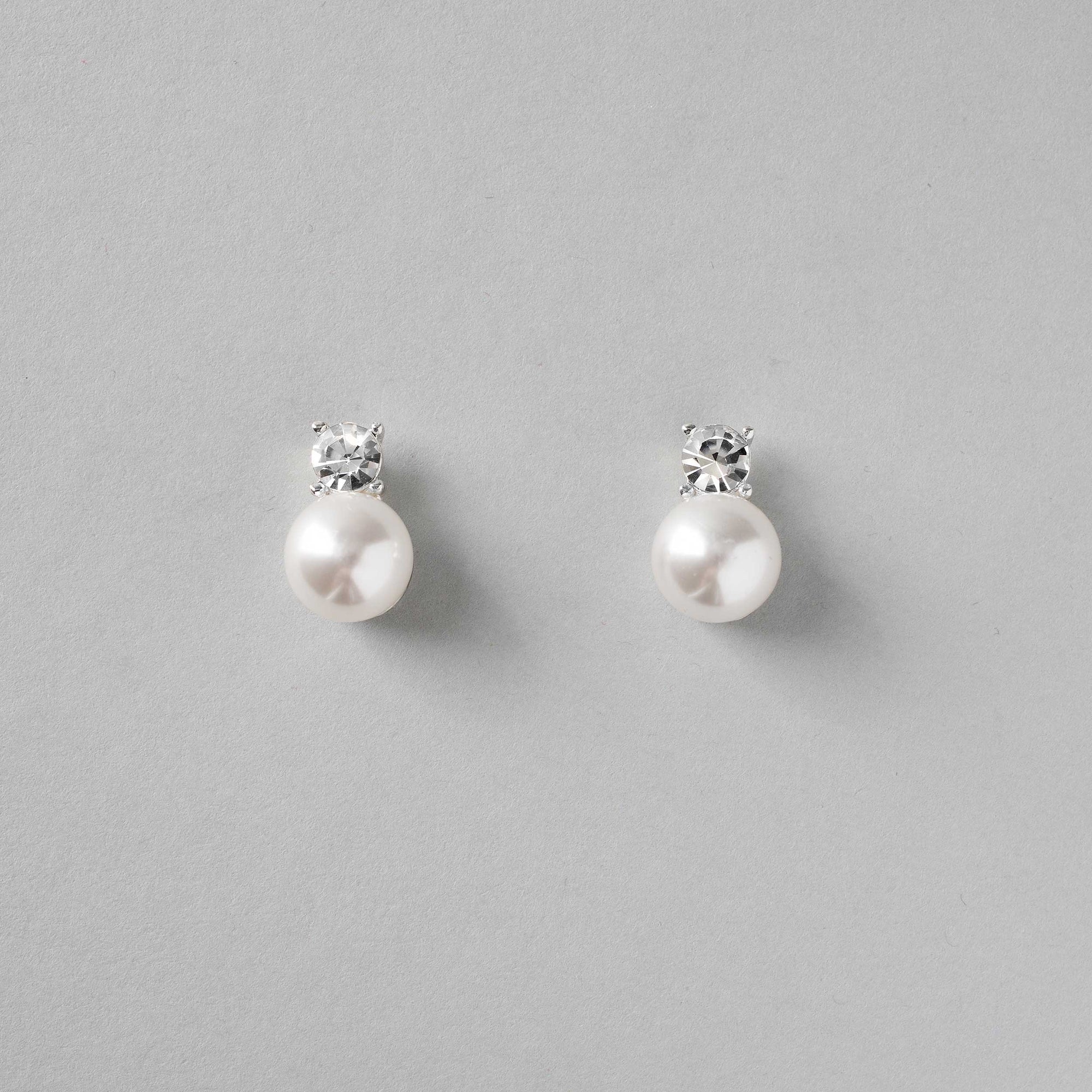 Crystal Accented Pearl Stud Earrings