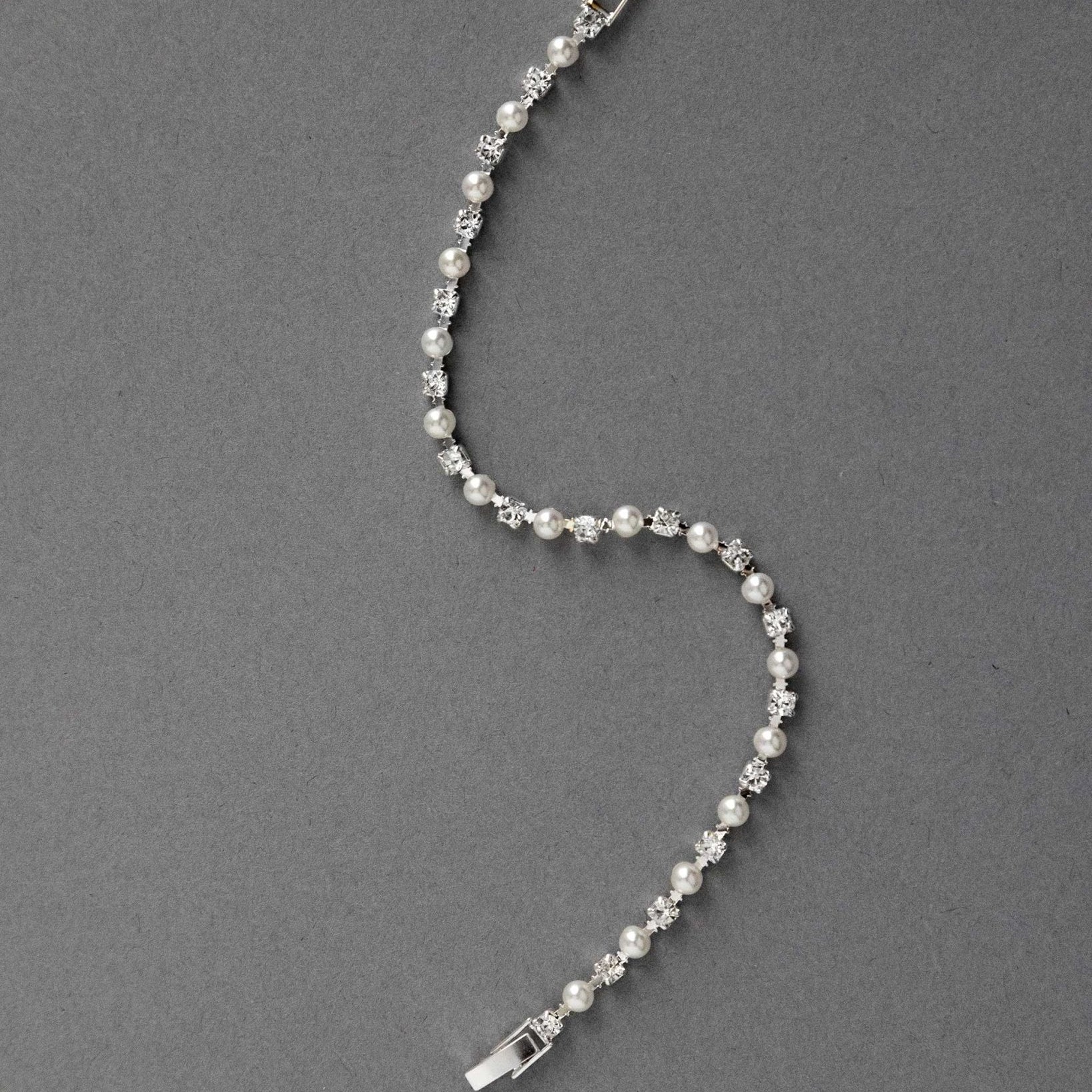 Simple Silver Pearl and Crystal Bracelet - Bracelet - Cassandra Lynne