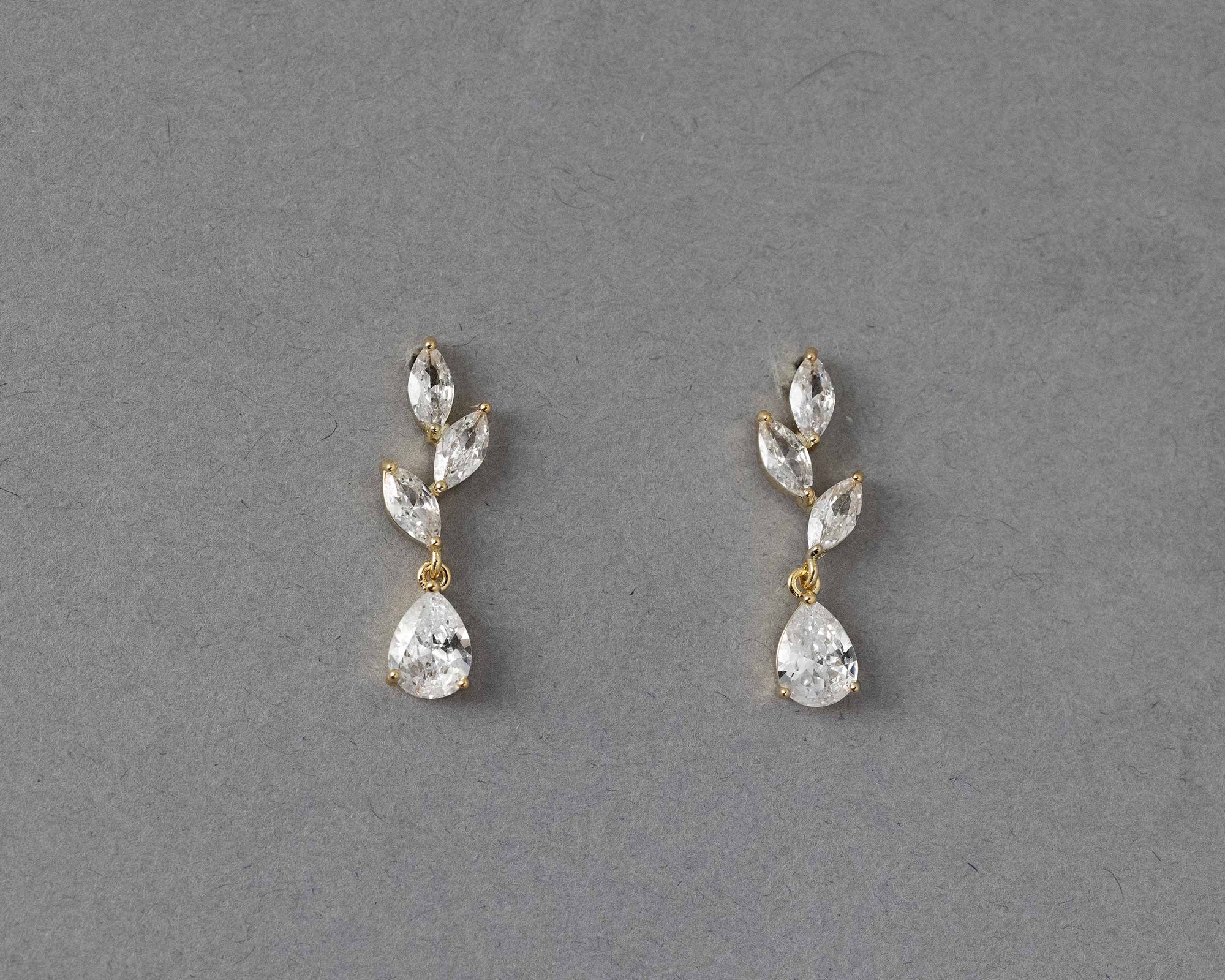 Leaf Pear Drop CZ Pendant & Earrings