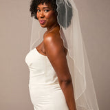 Wavy Pencil Edge Bridal Veil Fingertip Veil -Cassandra Lynne