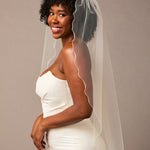 Wavy Pencil Edge Bridal Veil Fingertip Veil -Cassandra Lynne