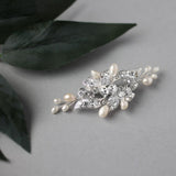 Small Crystal and Pearl Floral Hair Clip - Hair Clips - Cassandra Lynne
