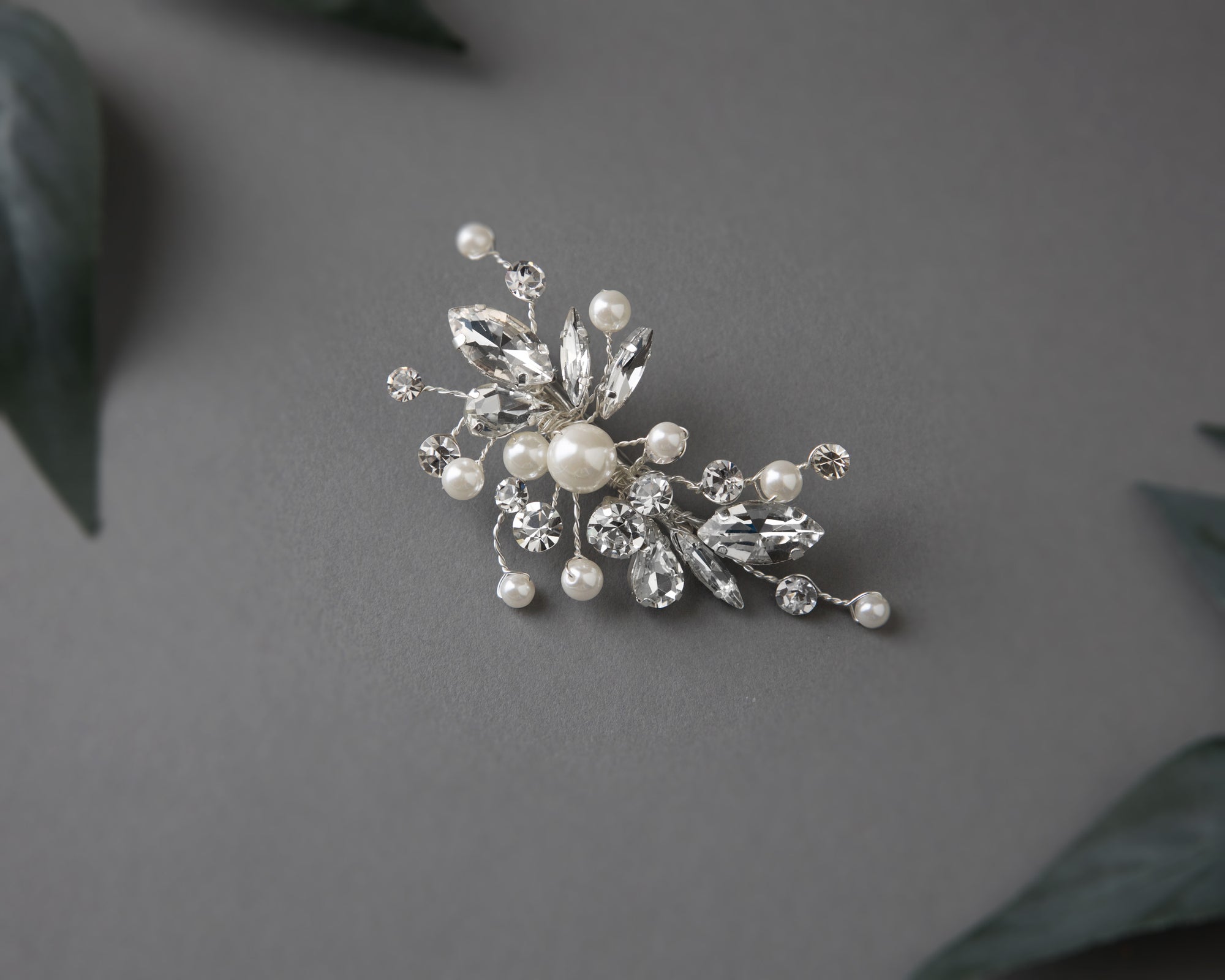 Petite Pearl & Floral Wedding Clip