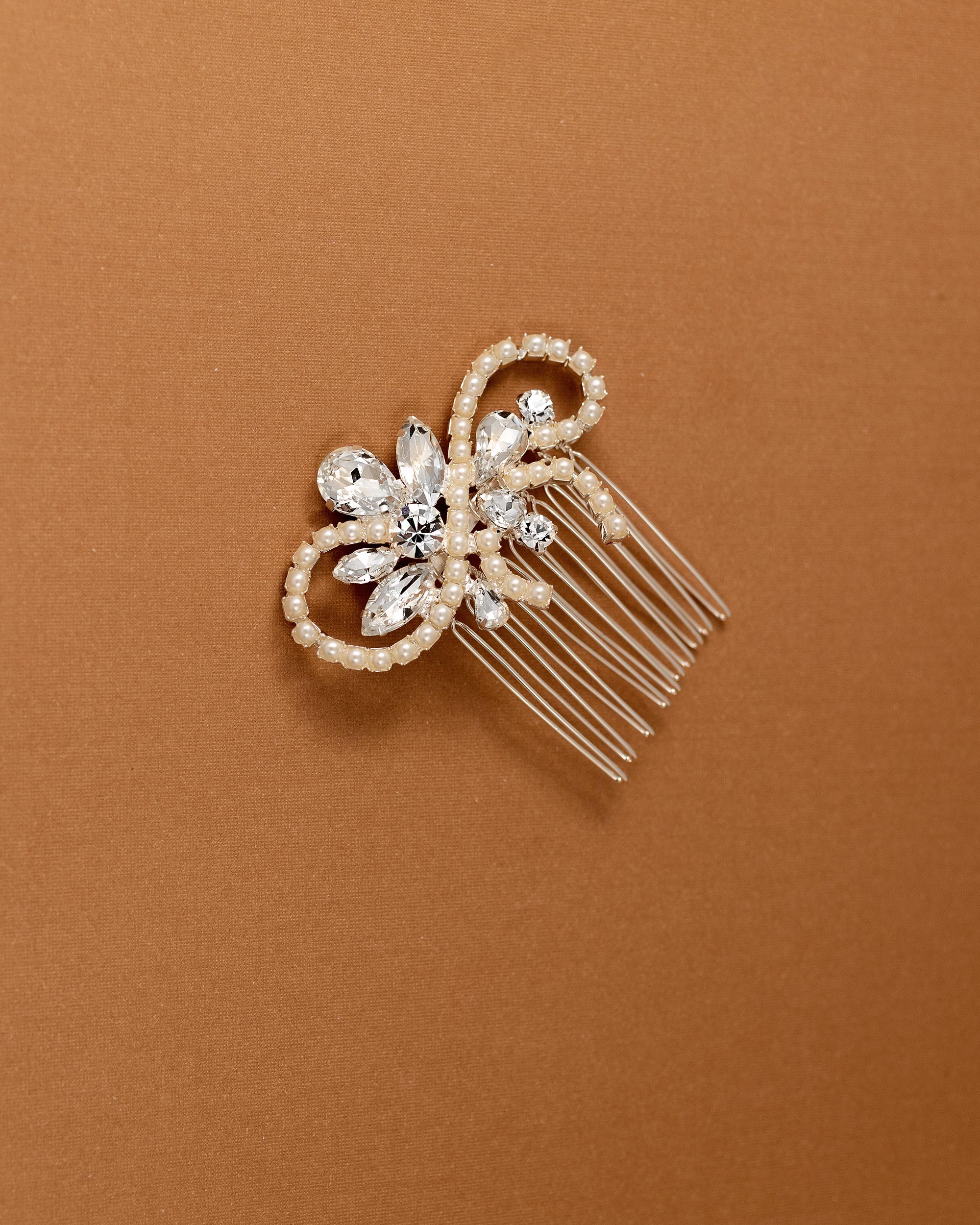 Pearl Swirl Rhinestone Wedding Hair Comb