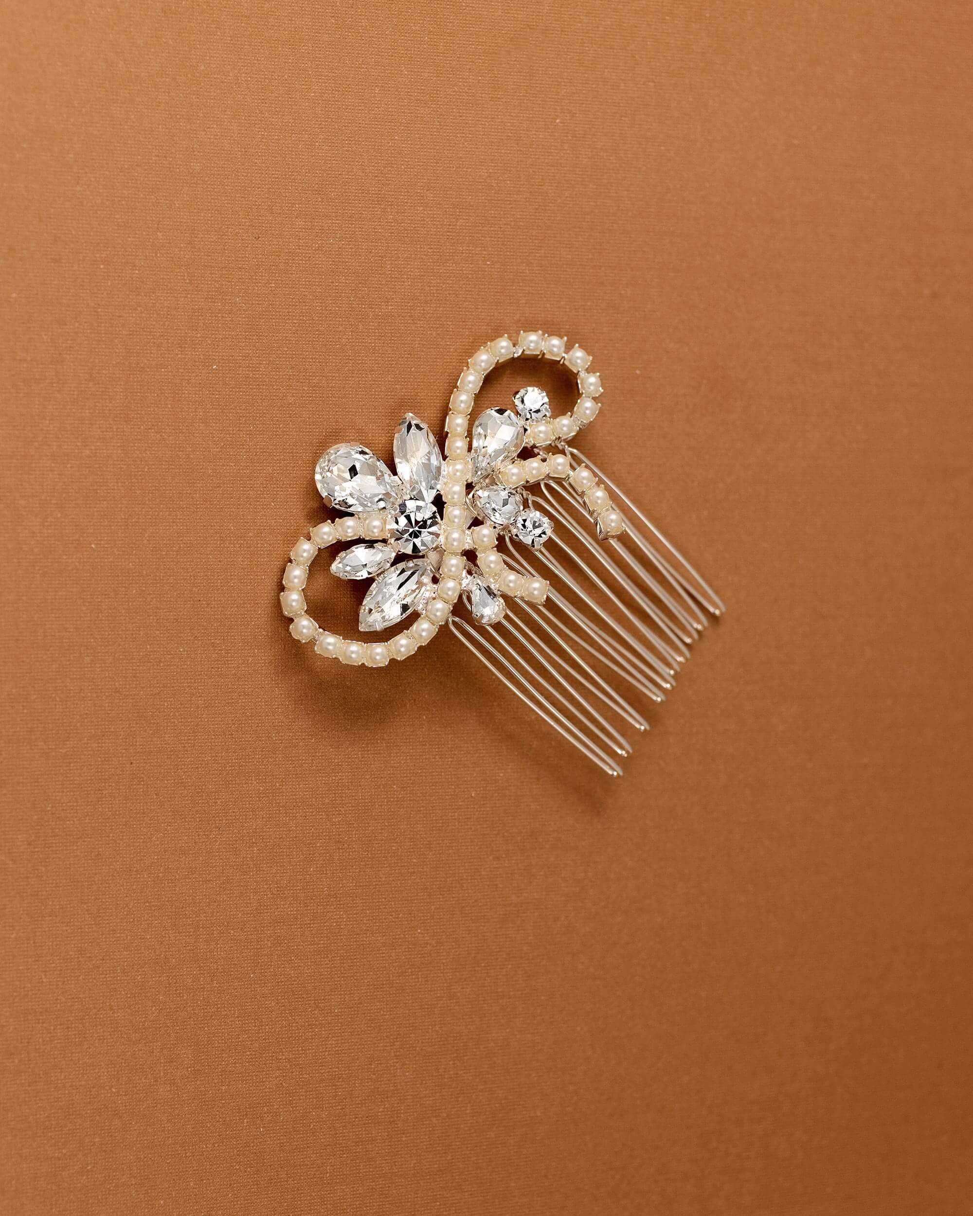 Pearl Swirl Rhinestone Wedding Hair Comb