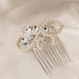 Pearl Swirl Rhinestone Wedding Hair Comb