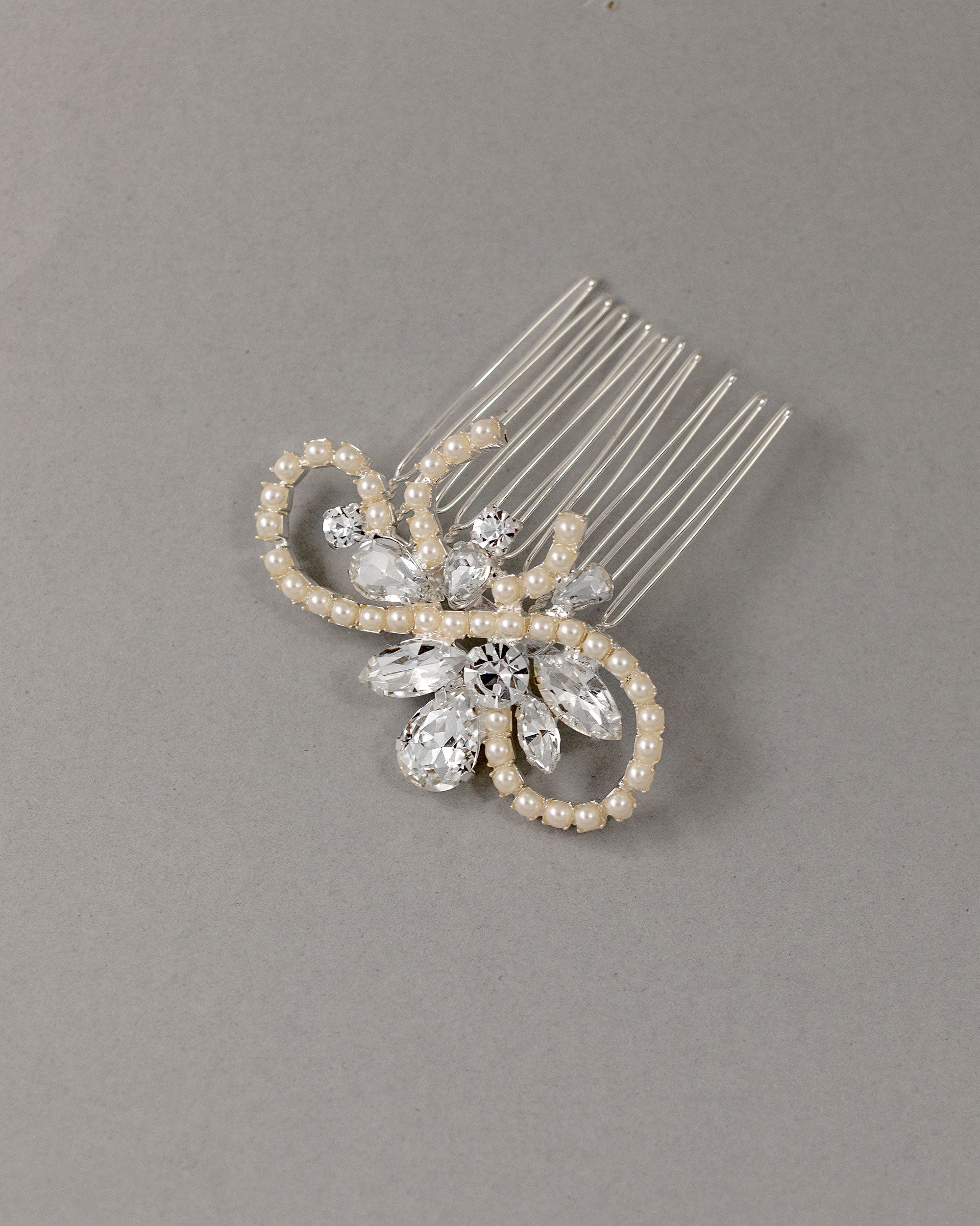Pearl Swirl Rhinestone Wedding Hair Comb