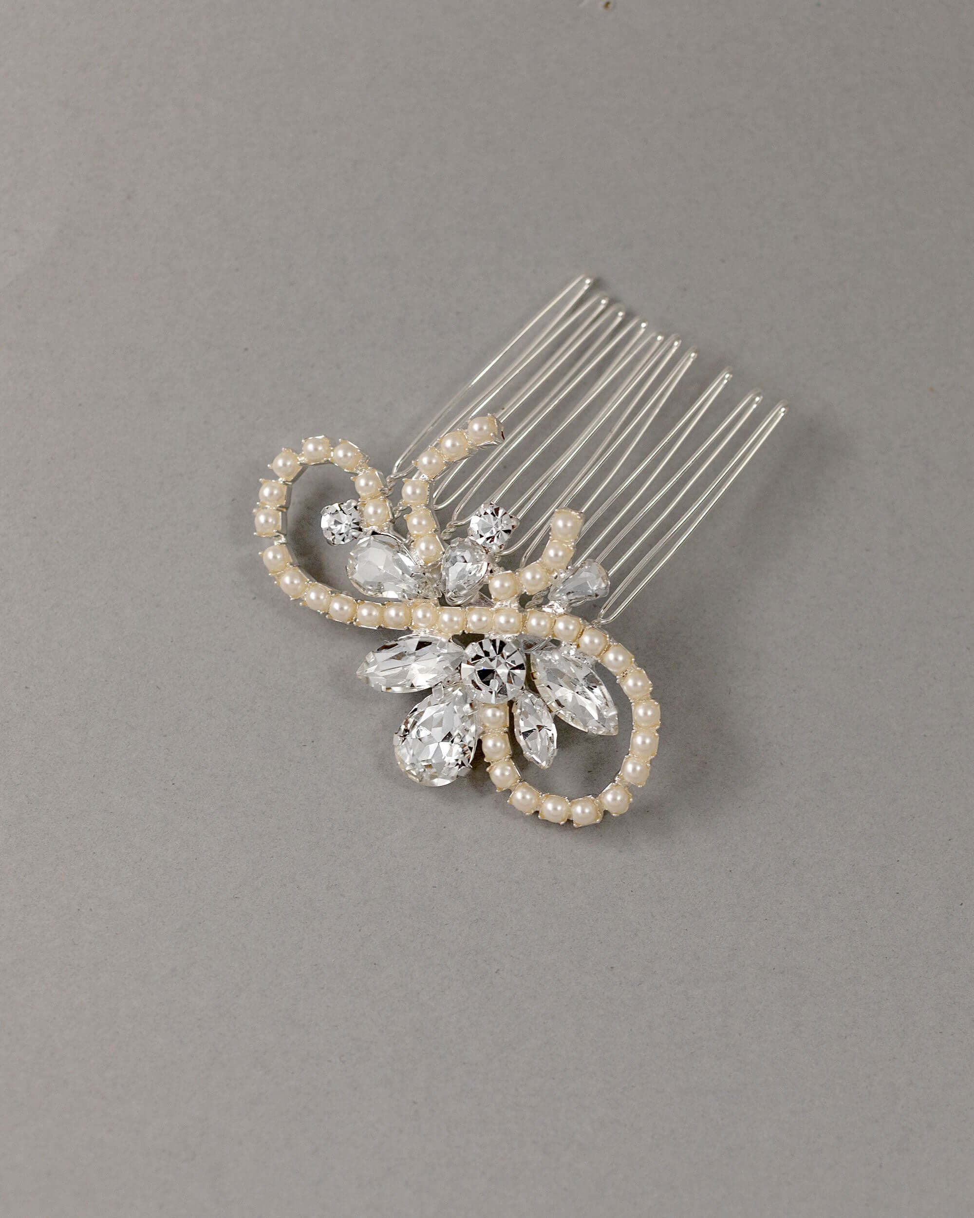 Pearl Swirl Rhinestone Wedding Hair Comb