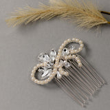 Pearl Swirl Rhinestone Wedding Hair Comb