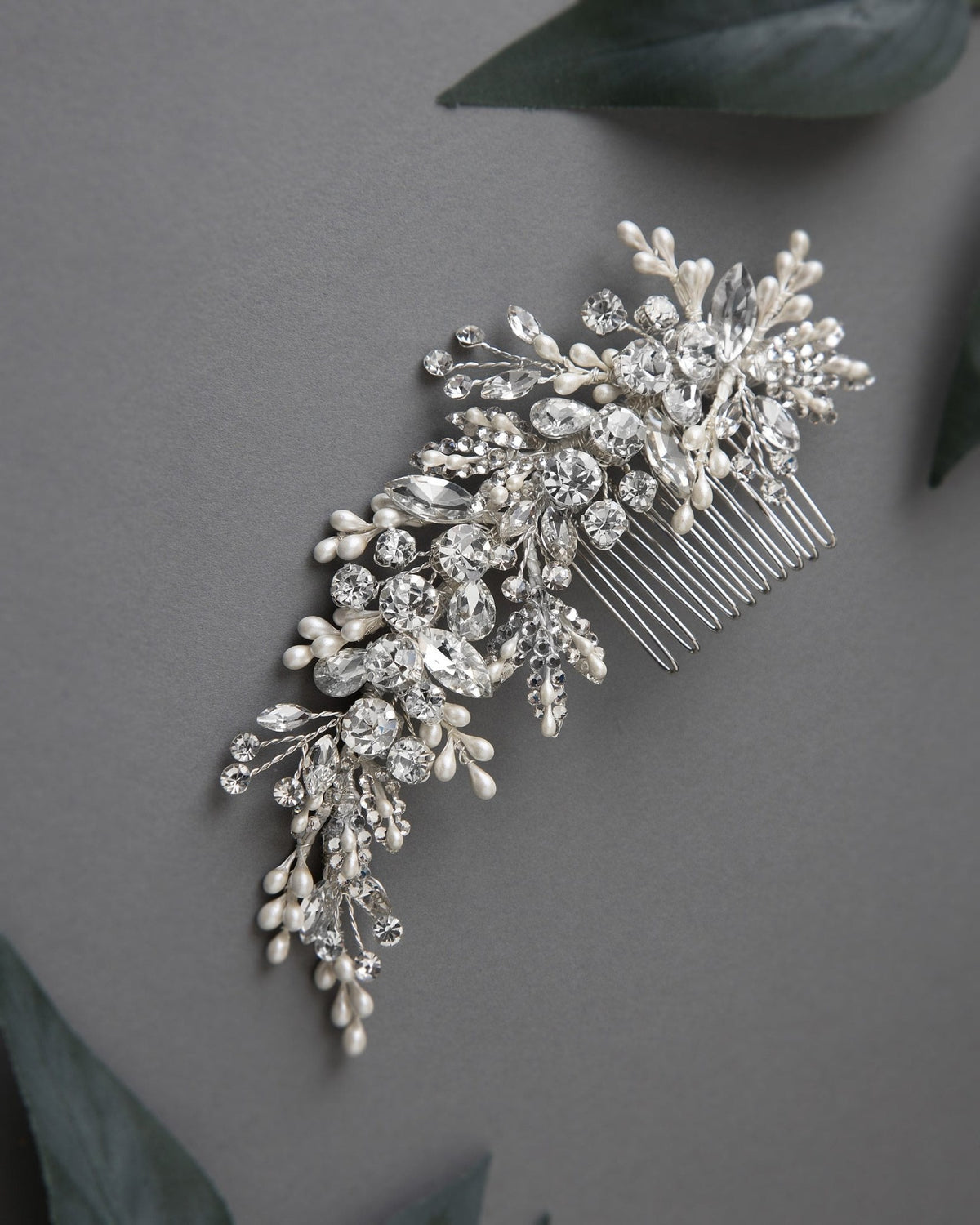 Sparkling Wedding Hair Comb with Pearl Drops - Cassandra Lynne display picture 3