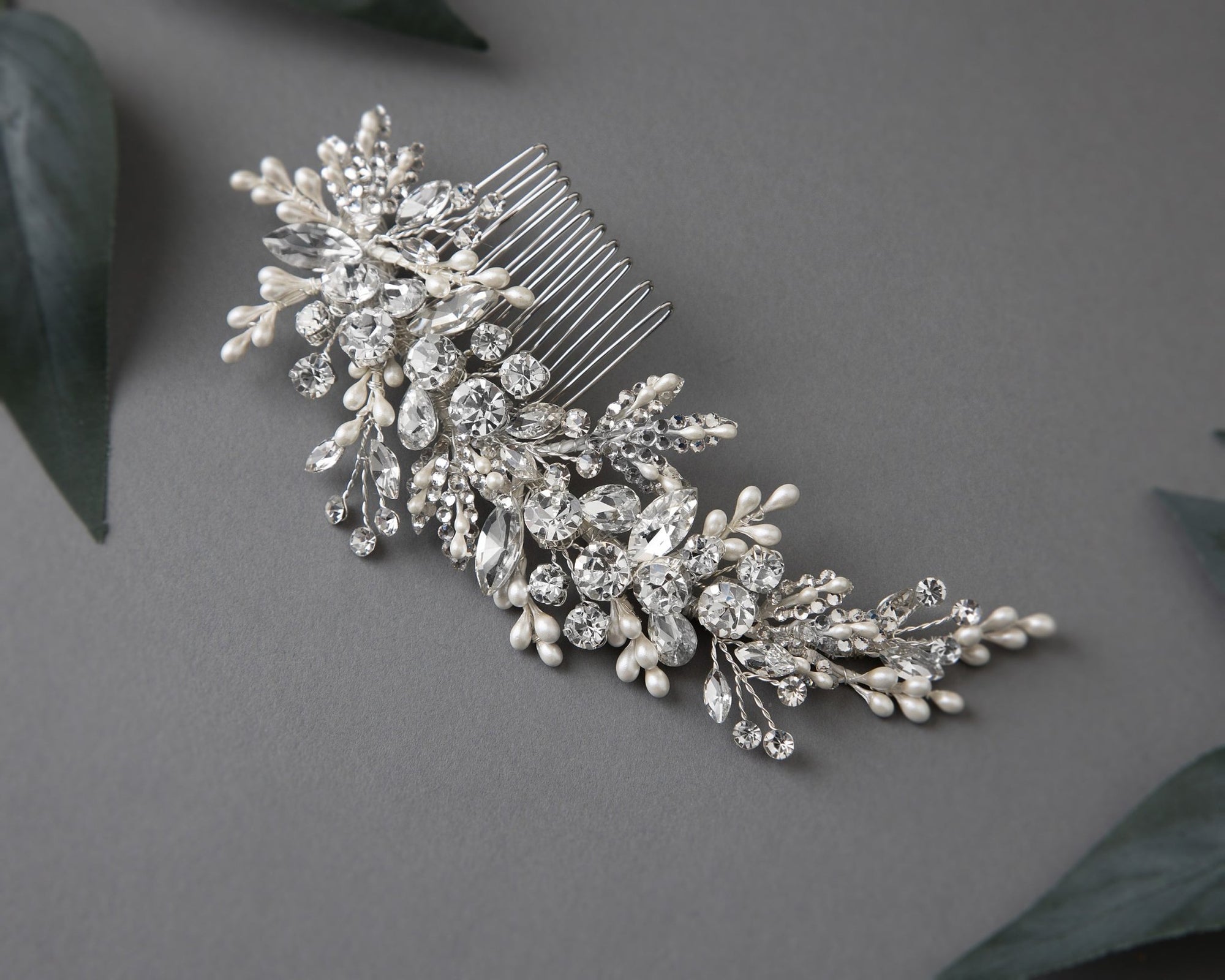 Sparkling Wedding Hair Comb with Pearl Drops - Hair Comb - Cassandra Lynne