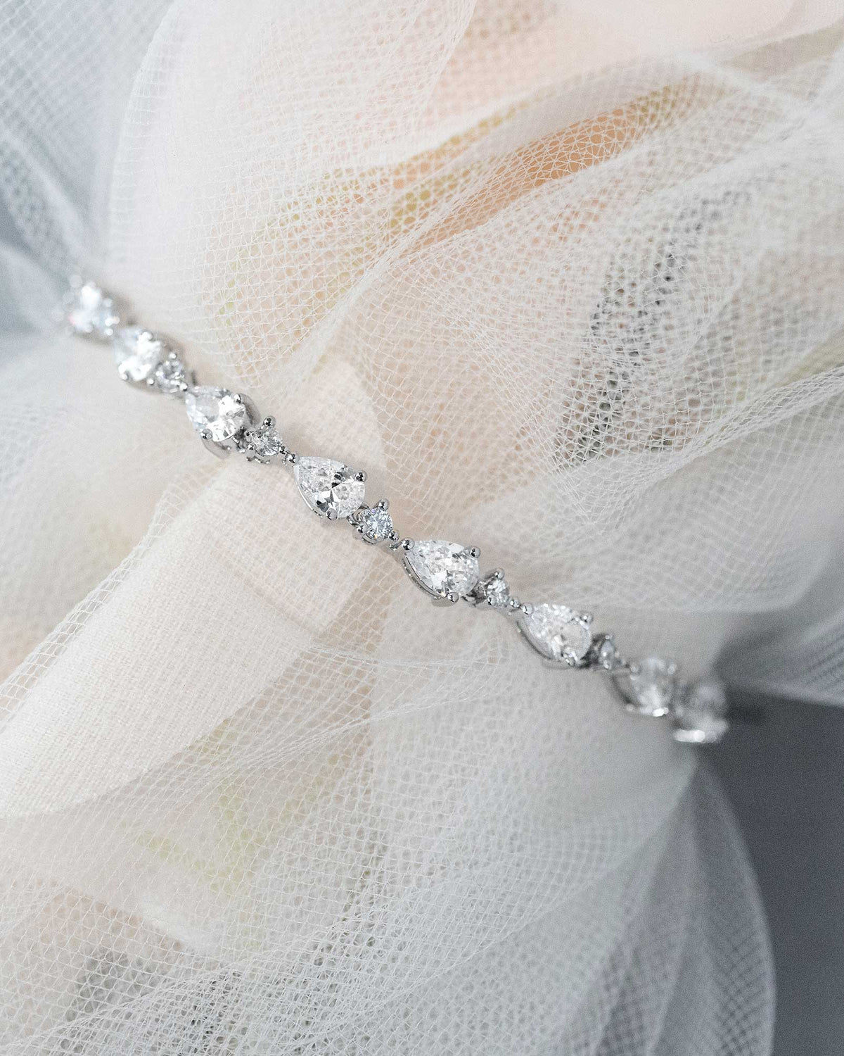 CZ Bracelet of Linked Pear Cut Jewels