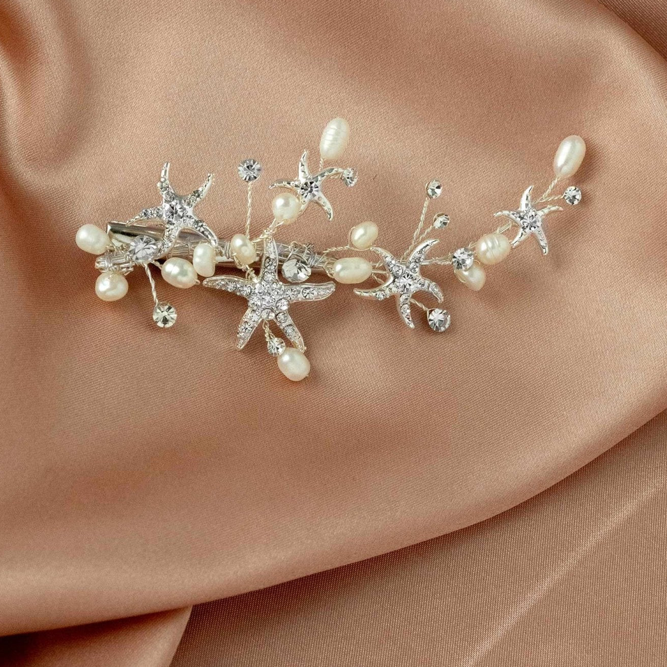 Starfish and Pearl Beach Bride Hair Clip - Hair Clips - Cassandra Lynne