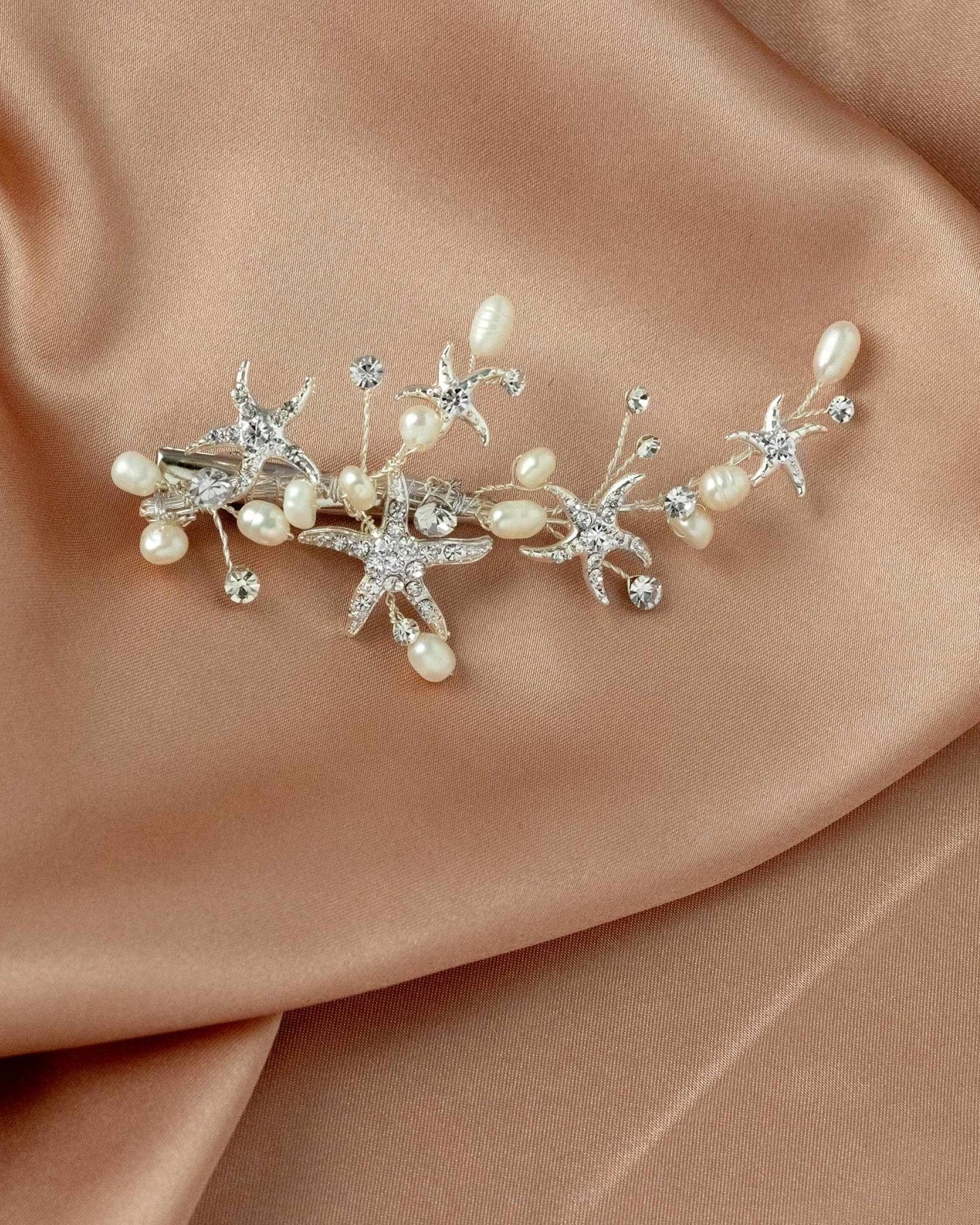 Starfish and Pearl Beach Bride Hair Clip - Hair Clips - Cassandra Lynne