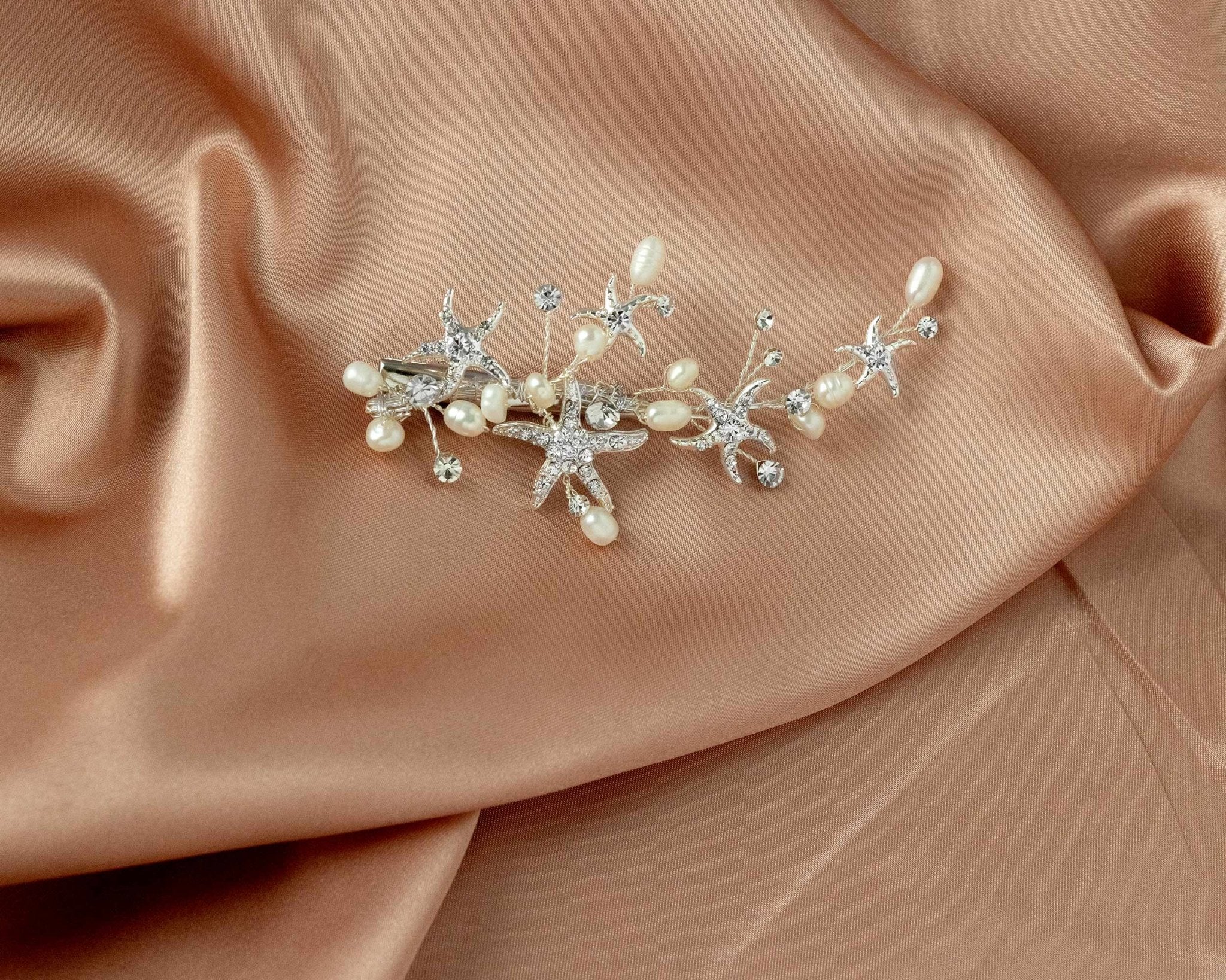 Starfish and Pearl Beach Bride Hair Clip - Hair Clips - Cassandra Lynne