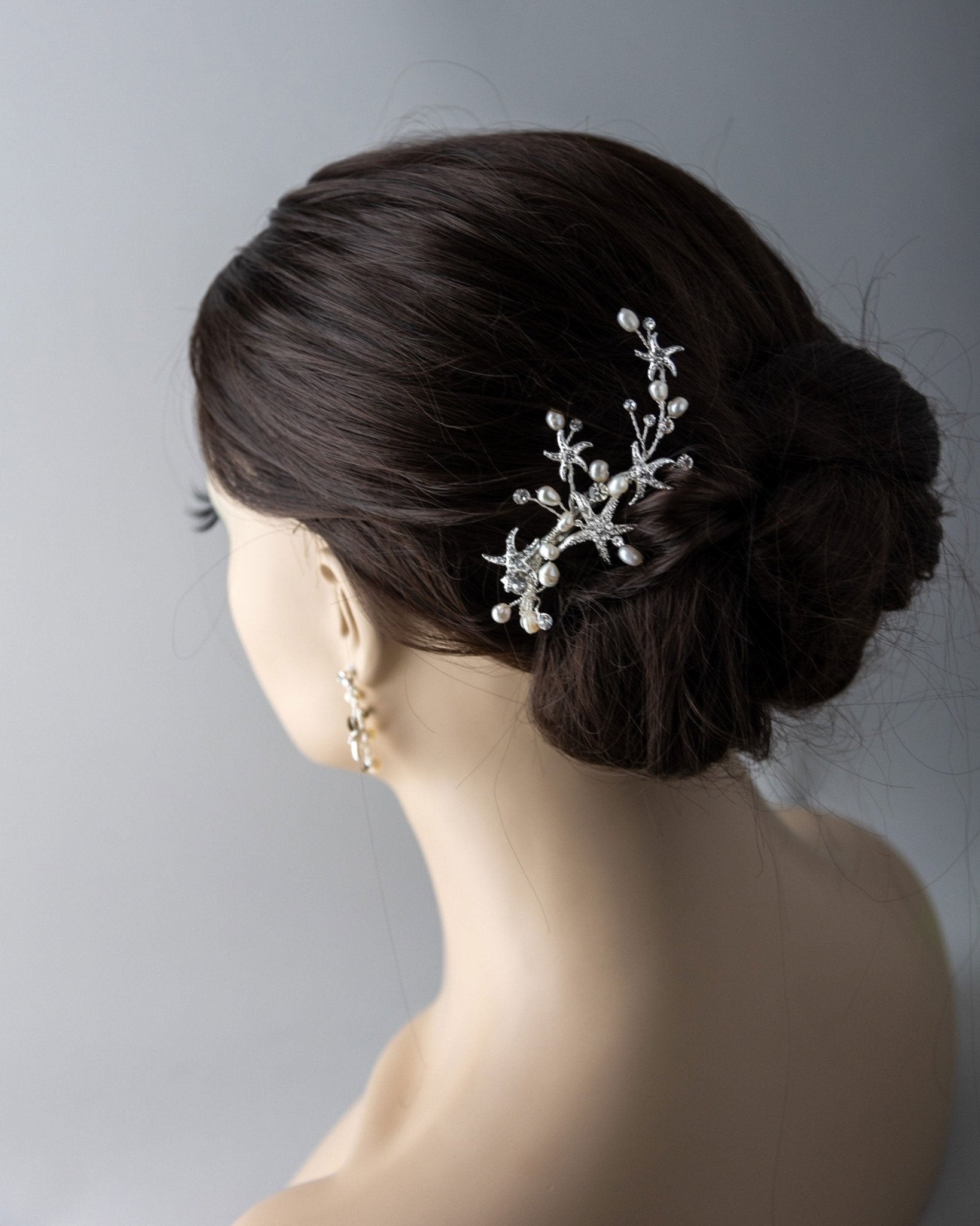 Starfish and Pearl Beach Bride Hair Clip - Hair Clips - Cassandra Lynne