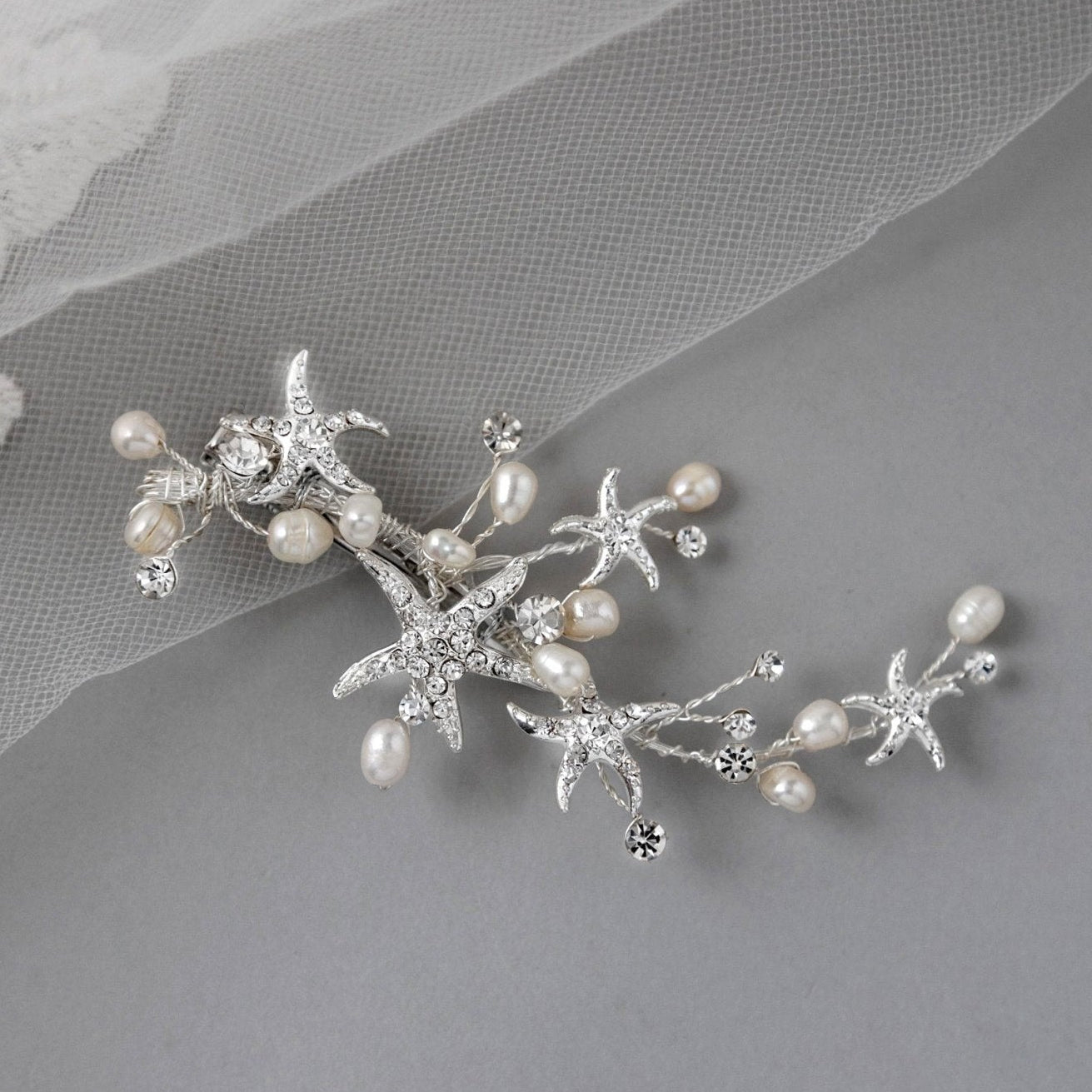 Starfish and Pearl Beach Bride Hair Clip - Hair Clips - Cassandra Lynne