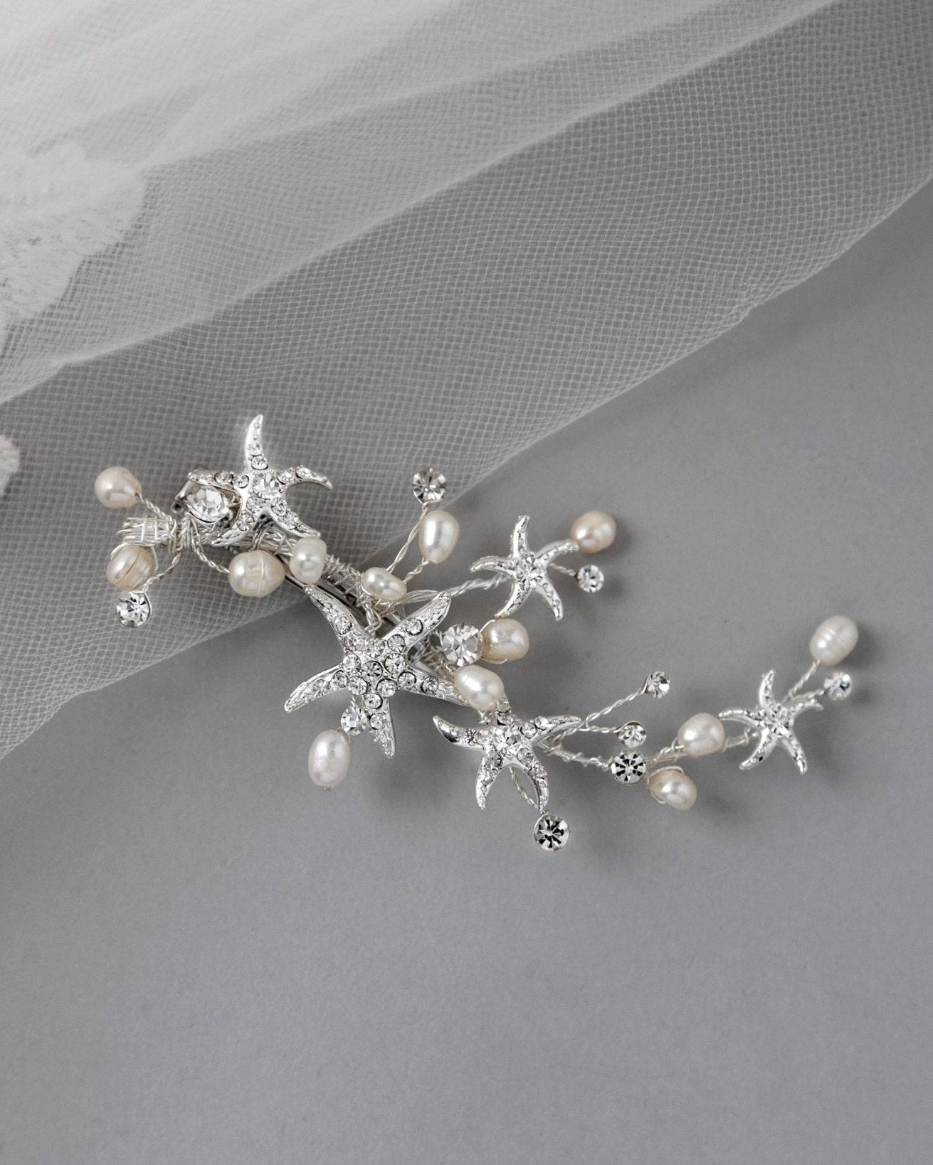 Starfish and Pearl Beach Bride Hair Clip - Hair Clips - Cassandra Lynne
