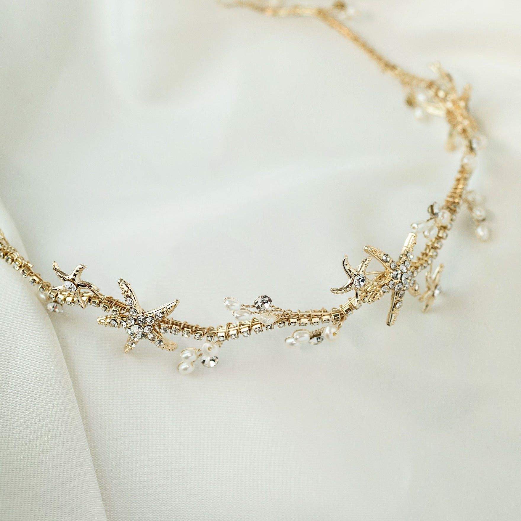 Starfish and Pearl Wedding Headpiece Headband