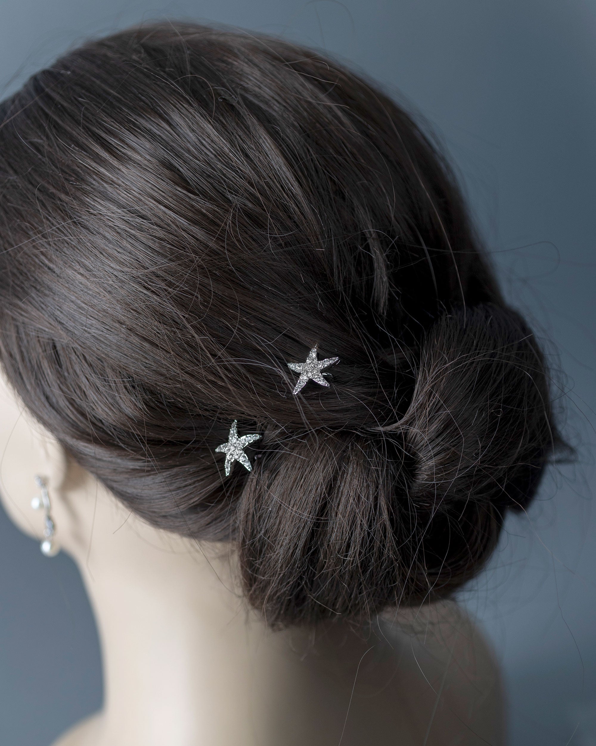 Crystal Starfish Hair Pin Set in Silver- Cassandra Lynne