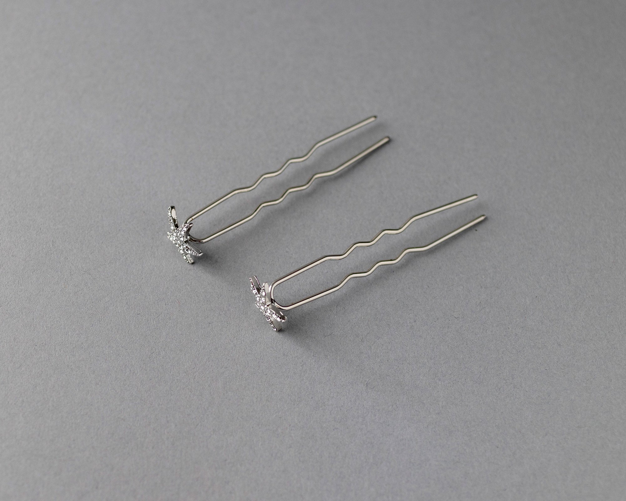 Crystal Starfish Hair Pin Set in Silver- Cassandra Lynne