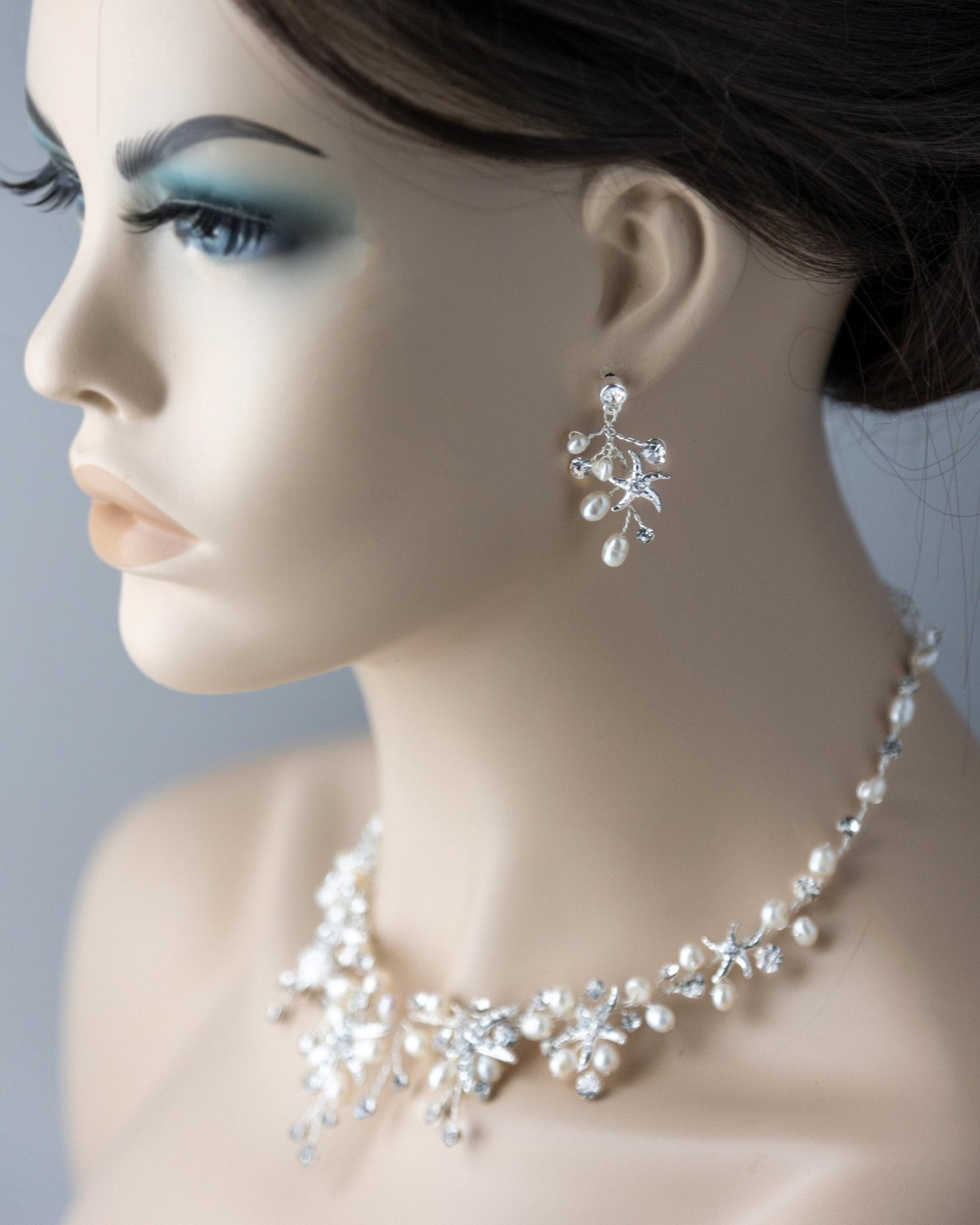 Starfish Wedding Necklace with Freshwater Pearls - Necklace Set - Cassandra Lynne